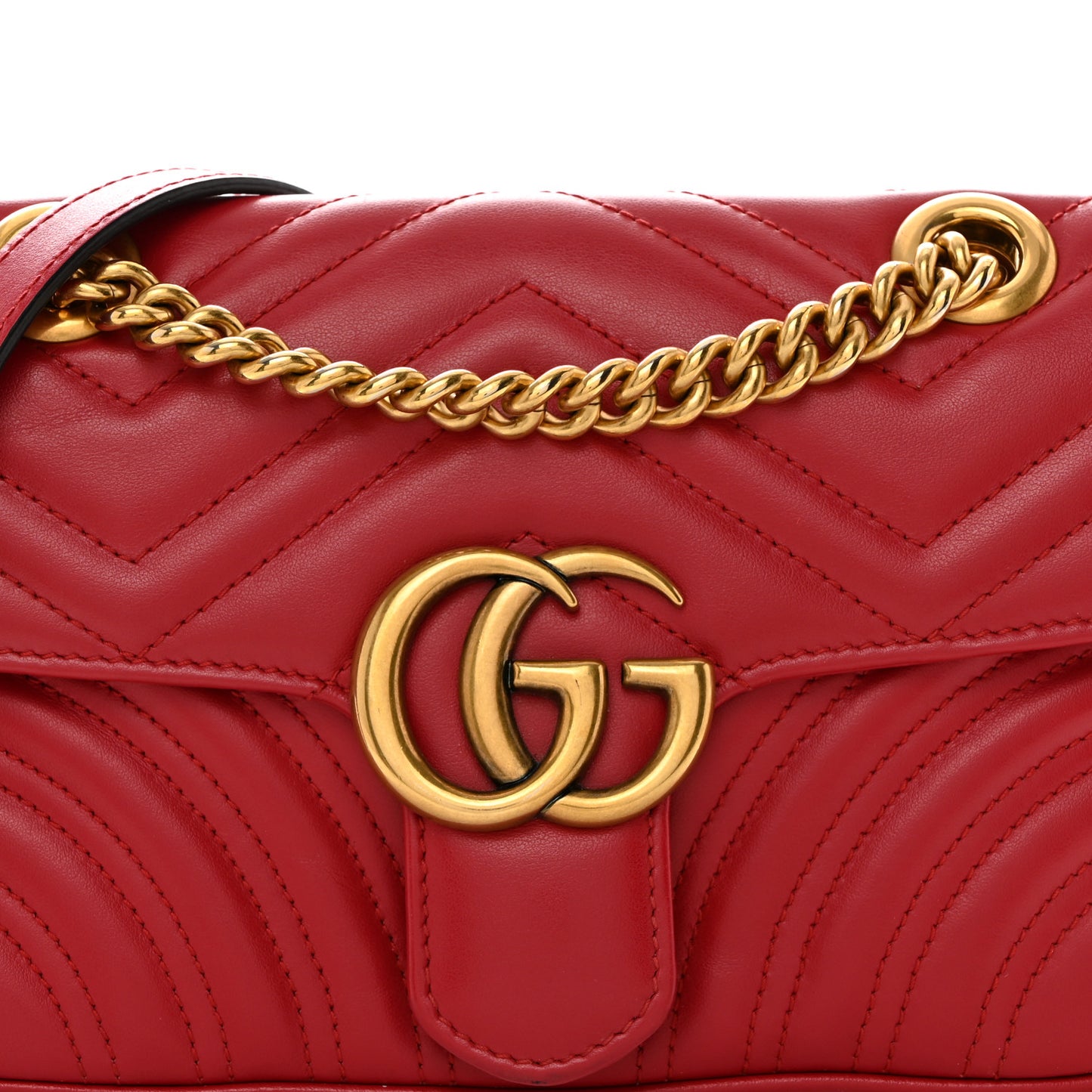 Calfskin Matelasse Mini GG Marmont Shoulder Bag Hibiscus Red