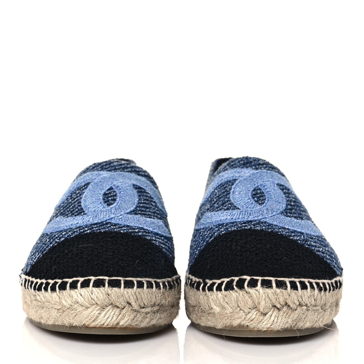 Cotton Tweed CC Espadrilles 41 Blue Ecru Black