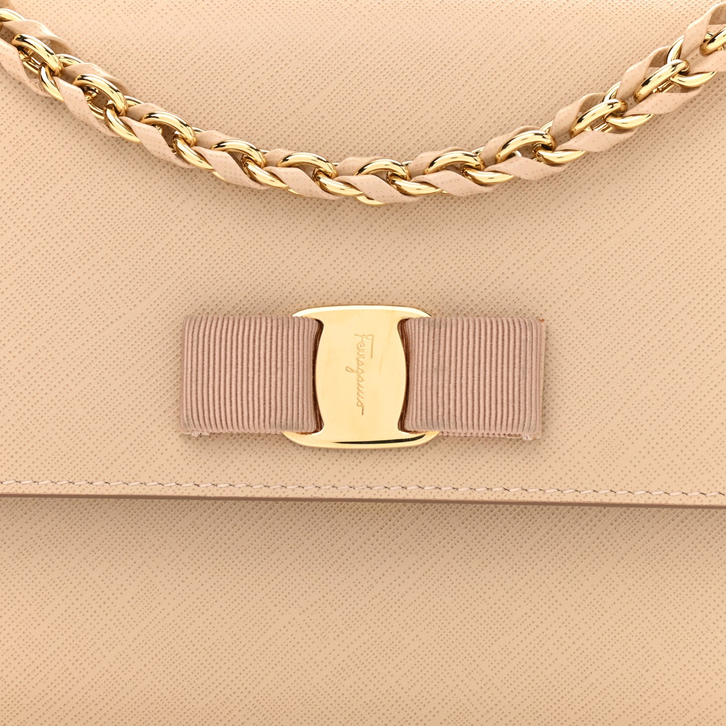 Hammered Calfskin Vara Bow Chain Bag New Bisque