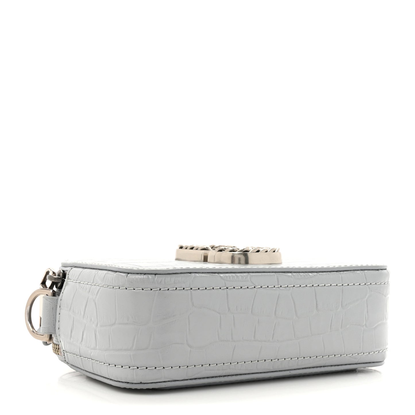 Calfskin Croc Embossed Snapshot Camera Bag Quarry