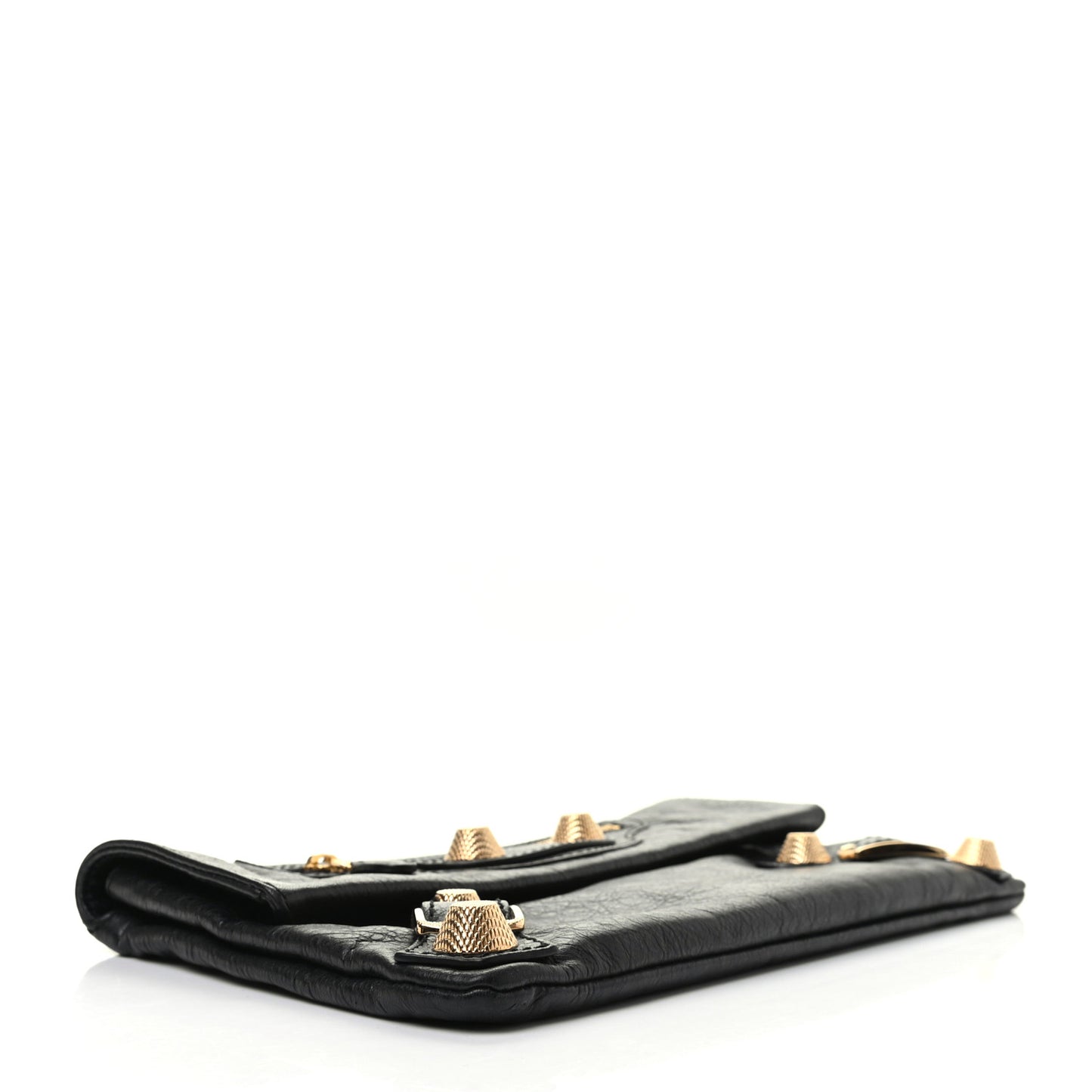 Agneau Giant 21 Gold Hardware Envelope Clutch Black