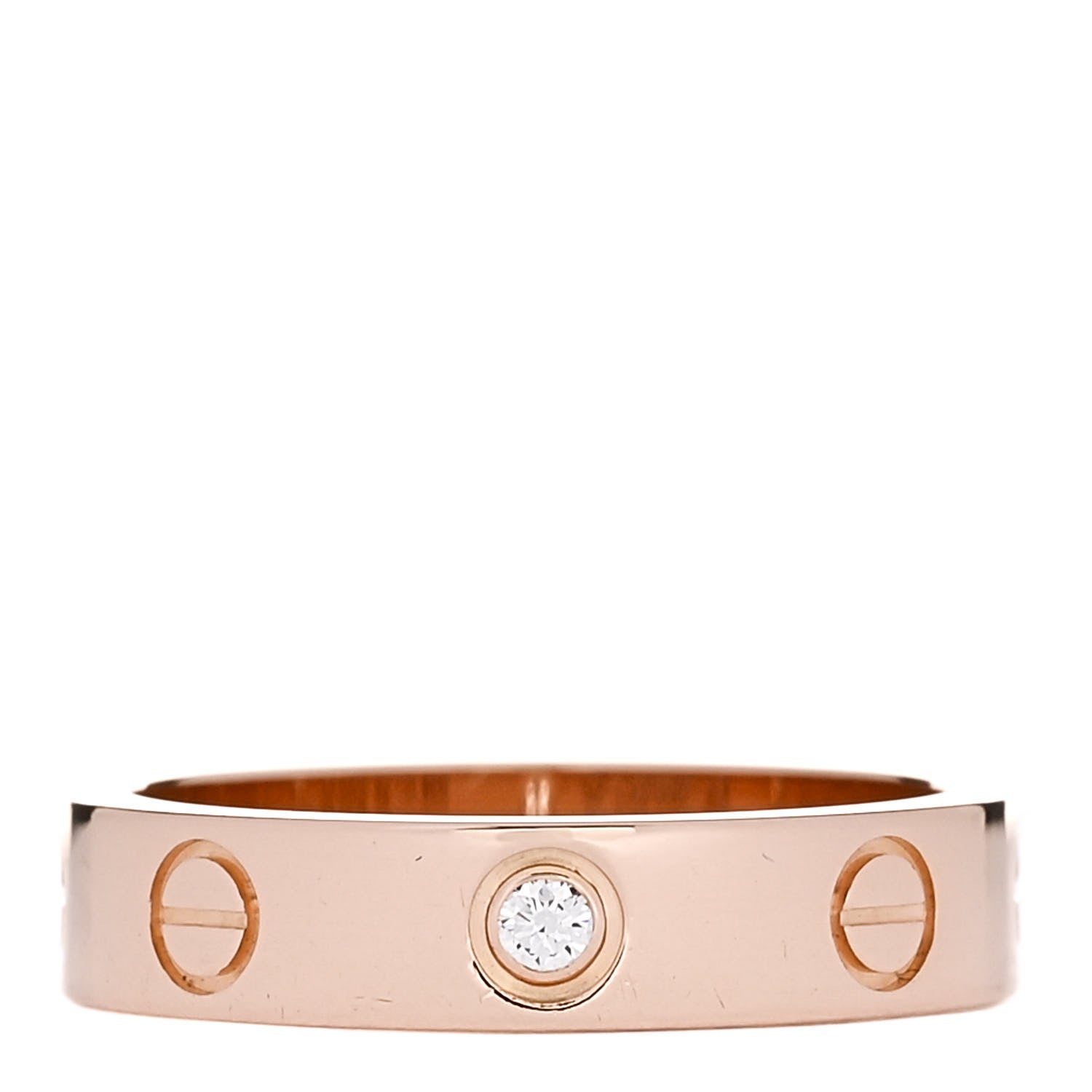 Cartier 18K Pink Gold Diamond 4mm LOVE Wedding Band Ring 49 5 1 of 4