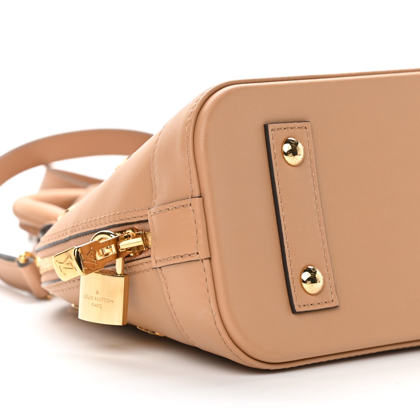 Calfskin Metal Monogram Alma BB Camel Brown