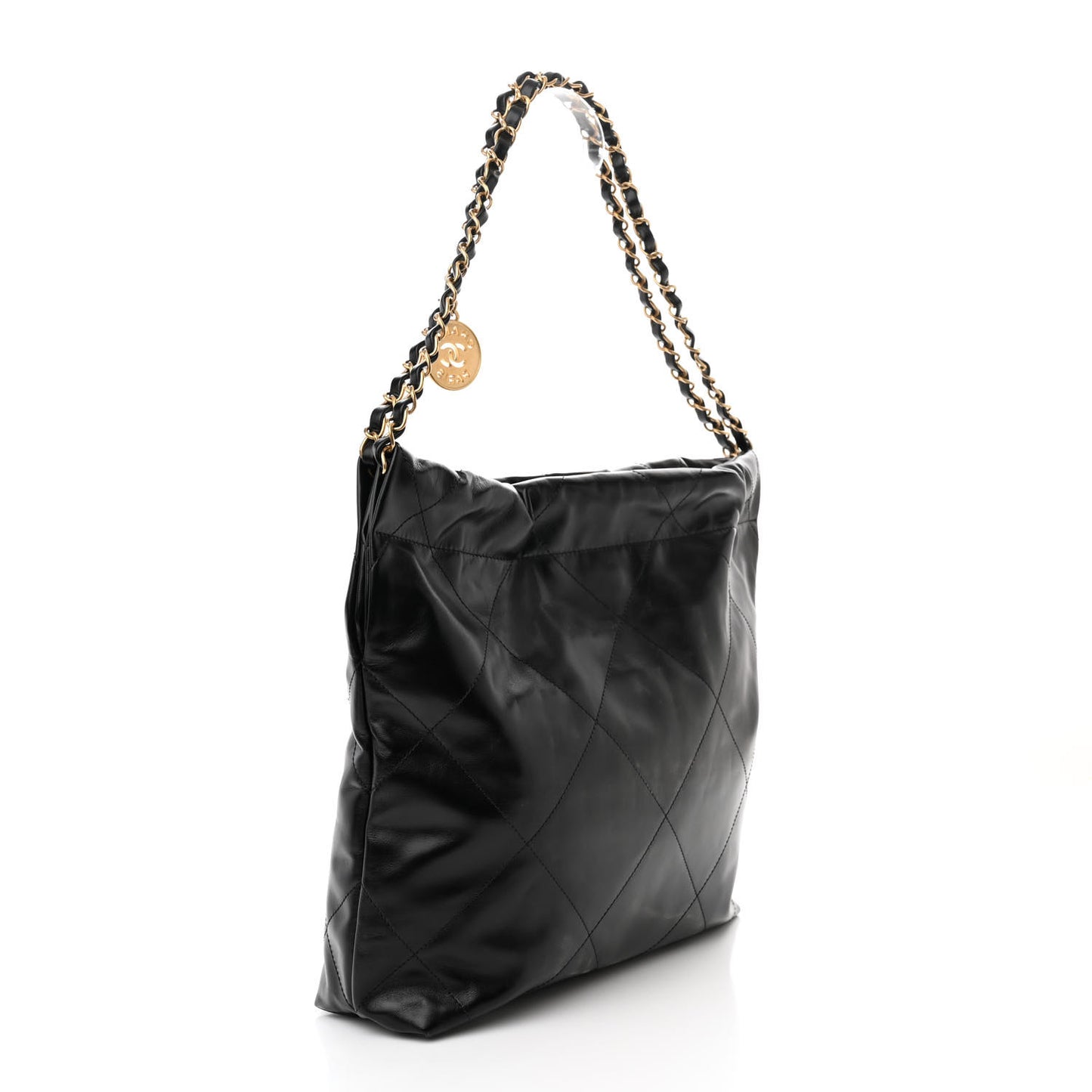 Shiny Calfskin Quilted Small Chanel 22 Black