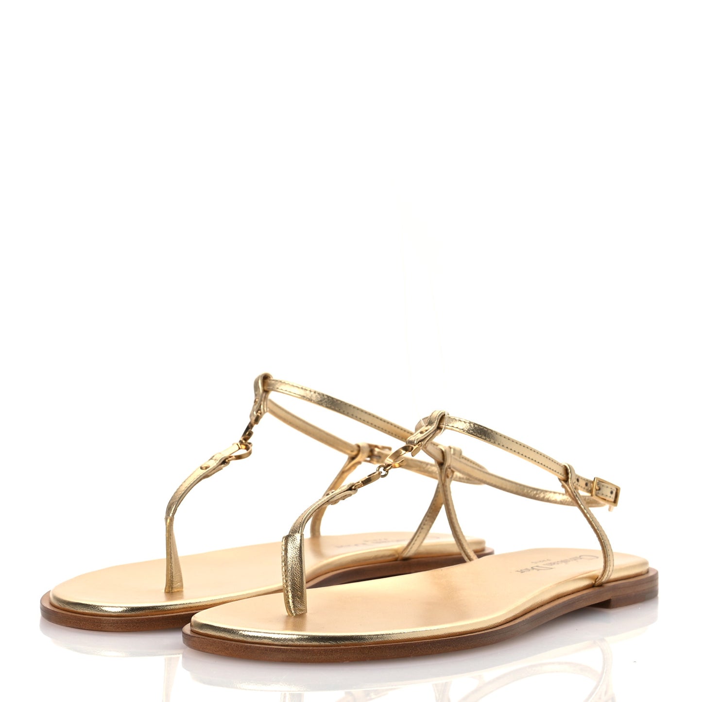 Laminated Calfskin C'est Dior Sandals 37.5 Light Gold