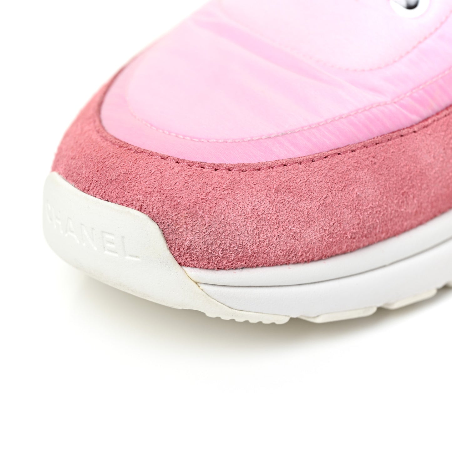 Nylon Calfskin Suede Womens CC Sneakers 38 Pink