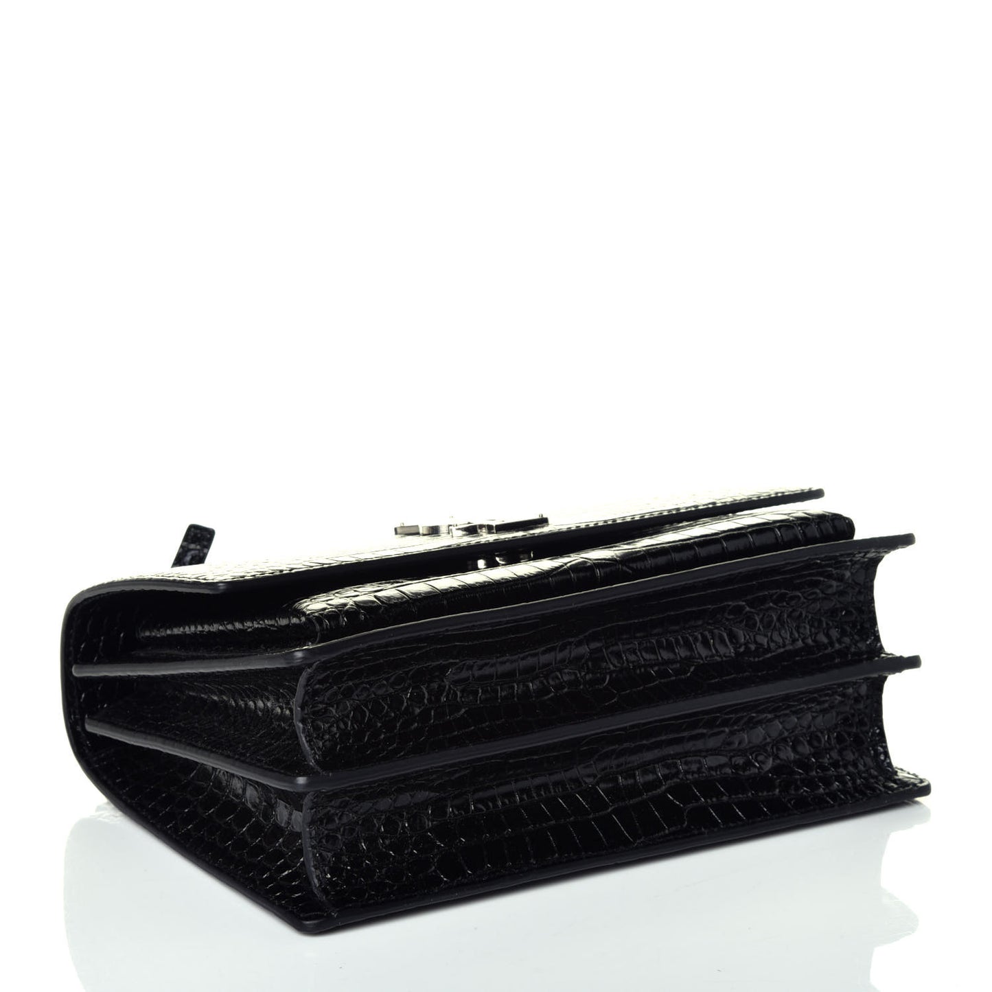 Calfskin Crocodile Embossed Medium Monogram Sunset Black