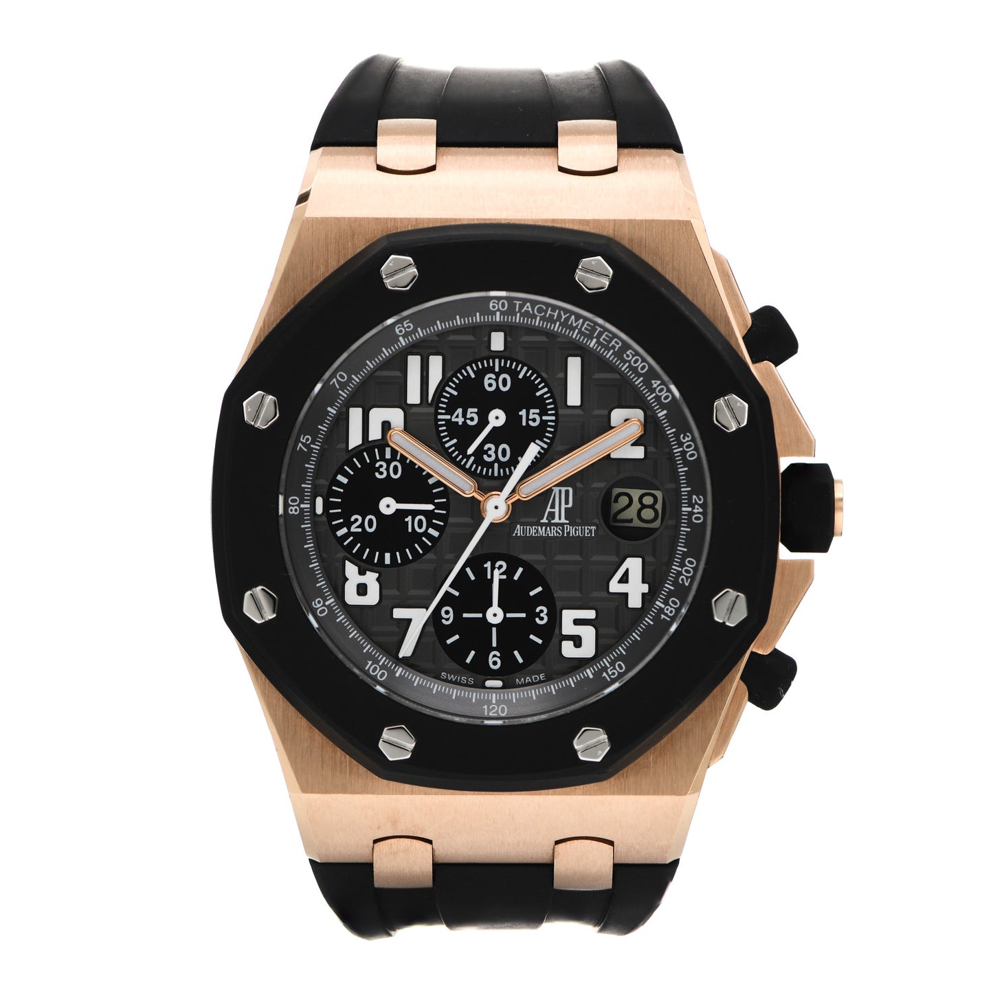 18K Rose Gold Rubber 42mm Royal Oak Offshore Chronograph Automatic Watch Black 25940OK.OO.D002CA.01