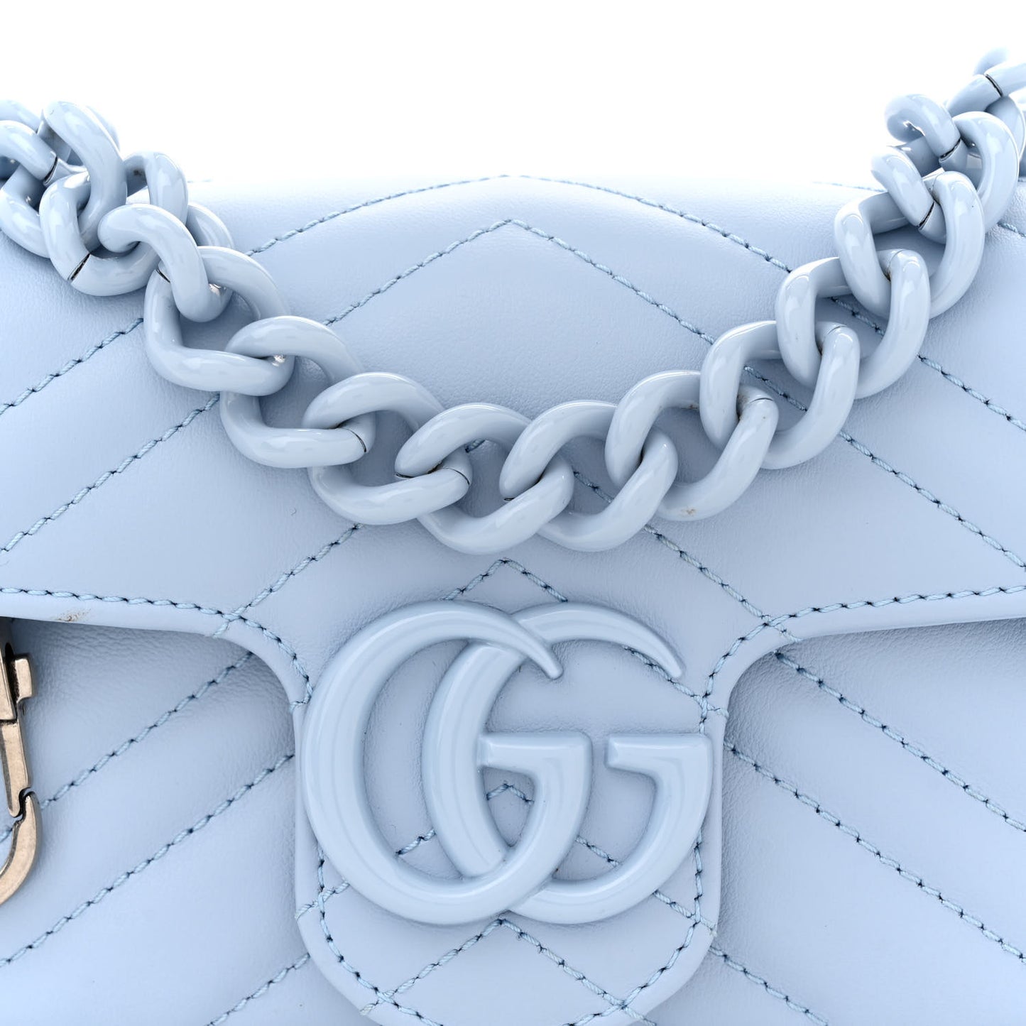 Calfskin Matelasse Monochrome GG Marmont Chain Belt Bag Porcelain Light Blue