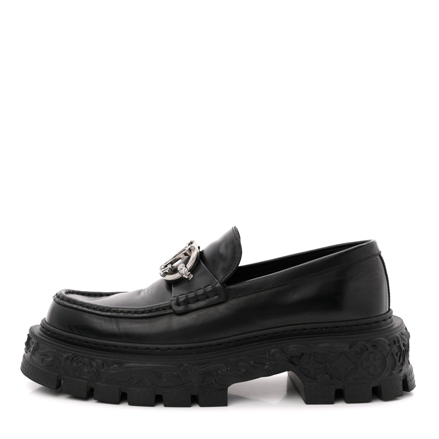 Louis Vuitton Calfskin Baroque Mens LV Loafers 8 Black 1839216