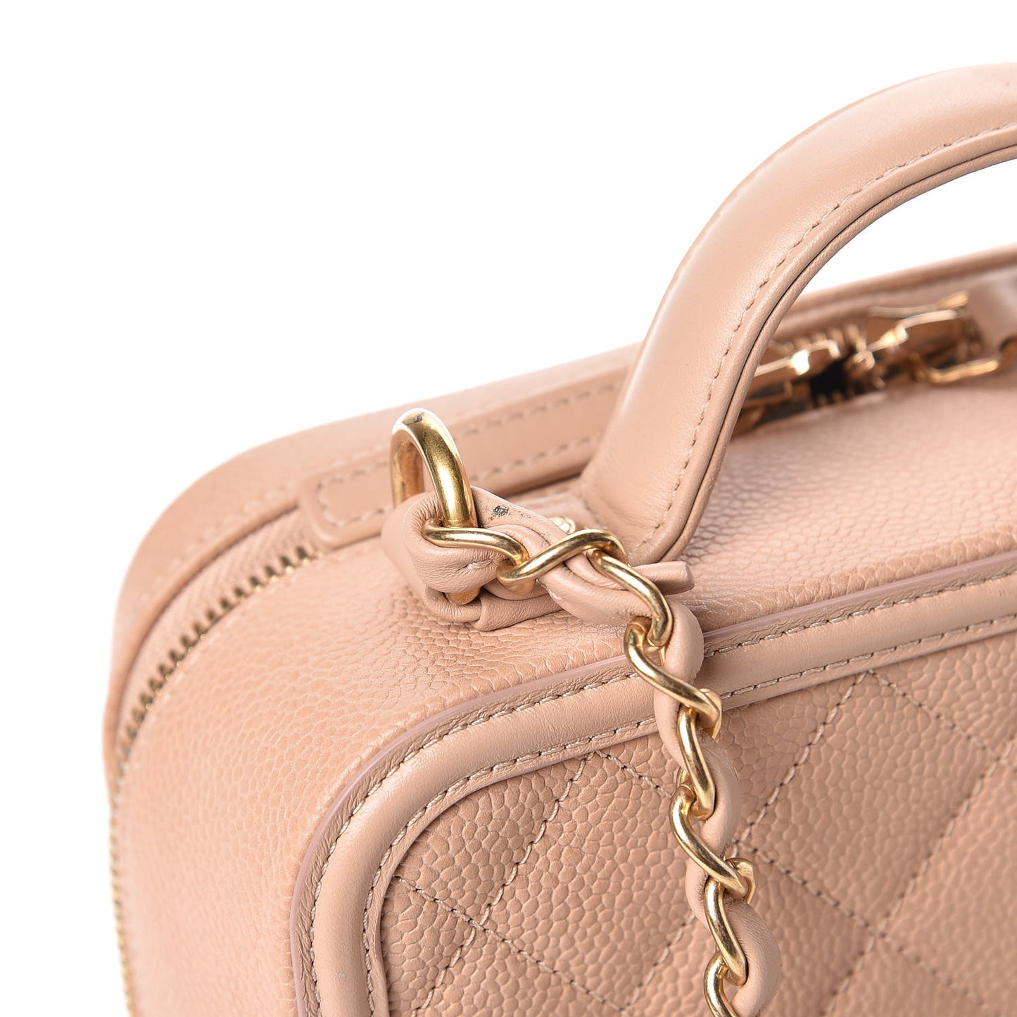 Caviar Quilted Medium CC Filigree Vanity Case Beige