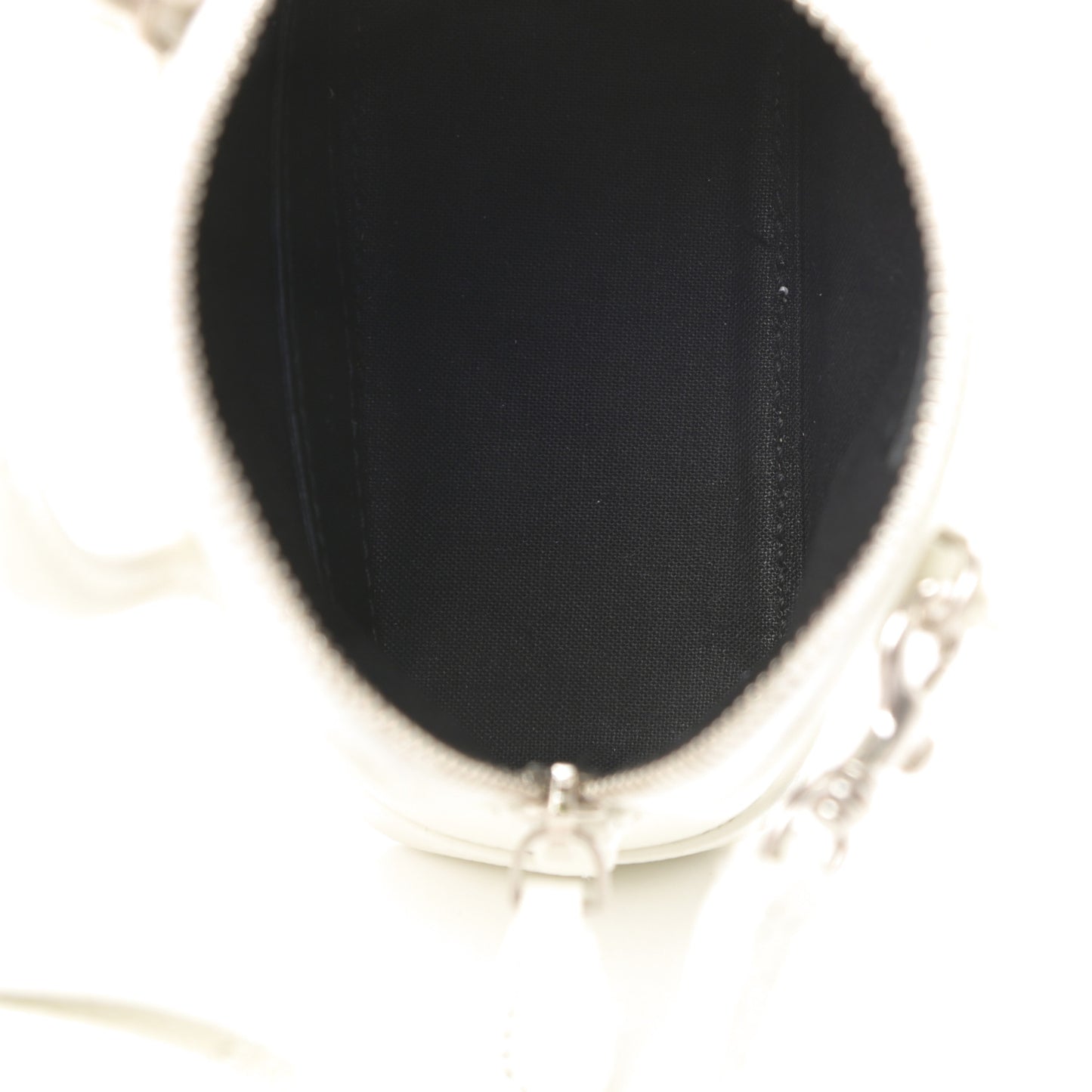 Grained Calfskin Logo Mini Ville Top Handle Bag White Black
