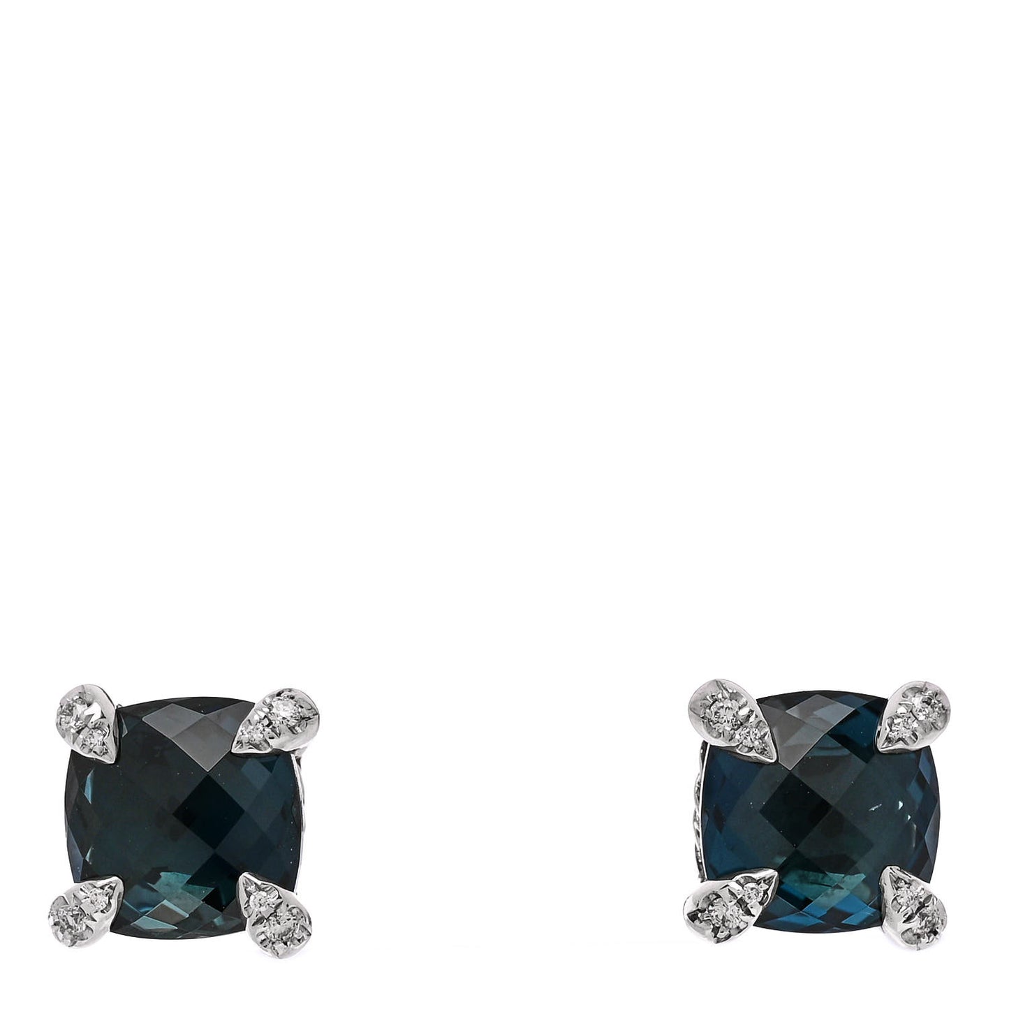 Sterling Silver Diamond Hampton Blue Topaz 9mm Chatelaine Earrings