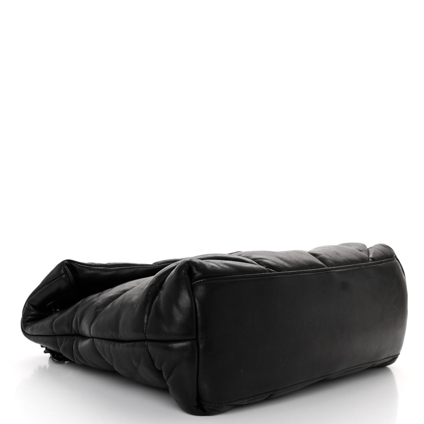 Lambskin Quilted Monogram Monochrome Medium Loulou Puffer Chain Satchel Black