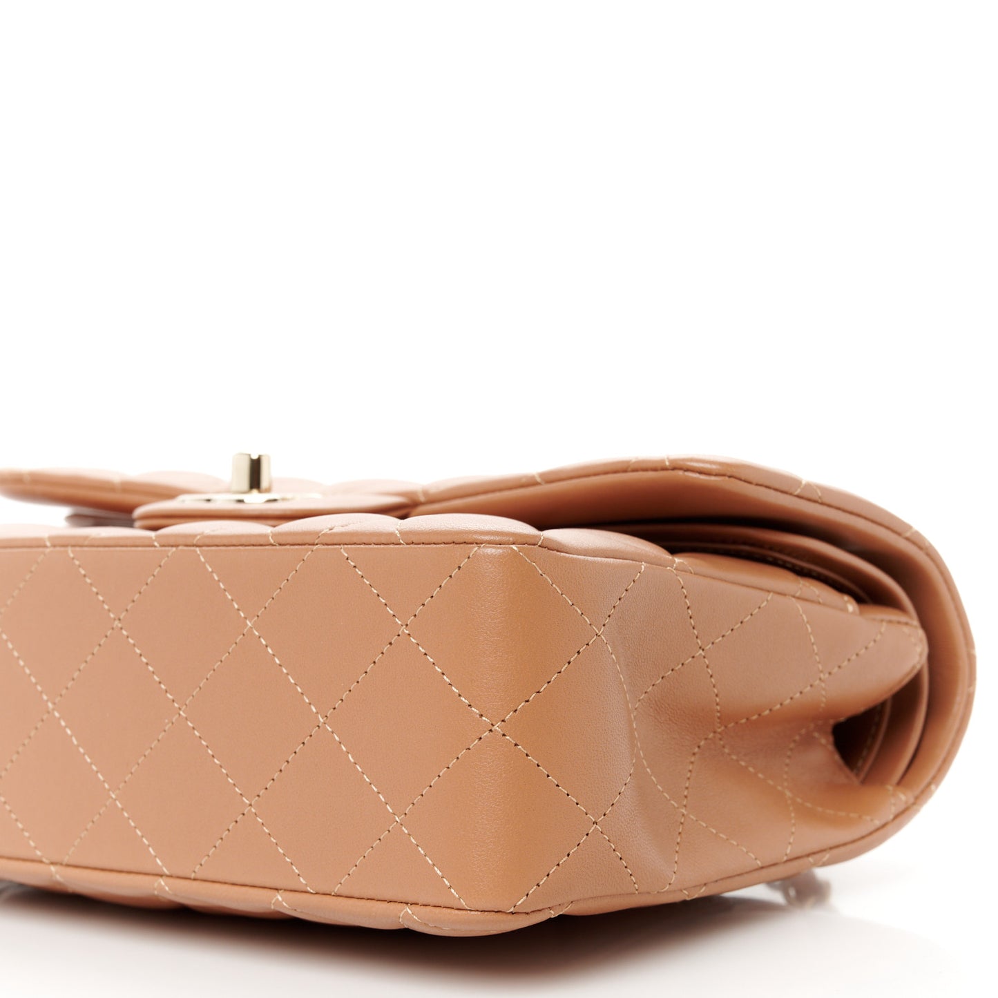 Lambskin Quilted Small Double Flap Brown