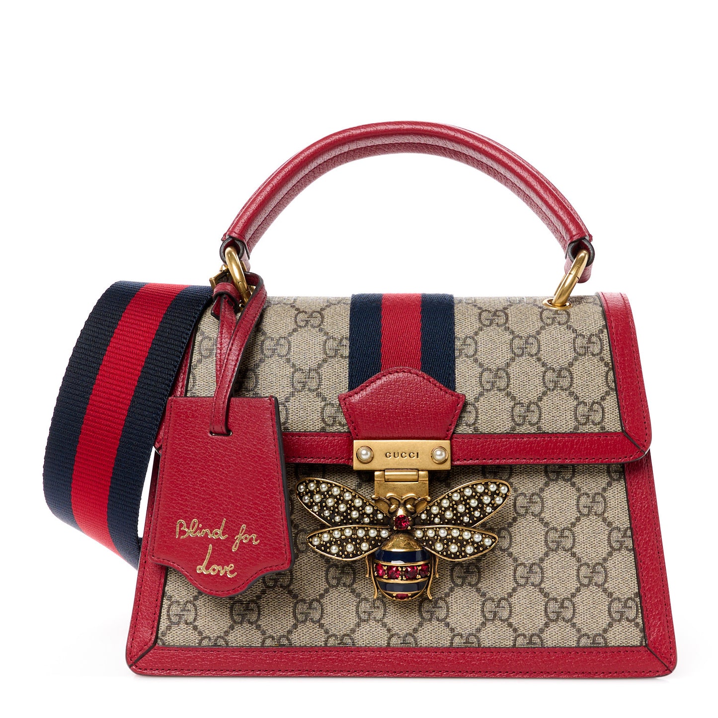 GG Supreme Monogram Small Queen Margaret Top Handle Bag Red