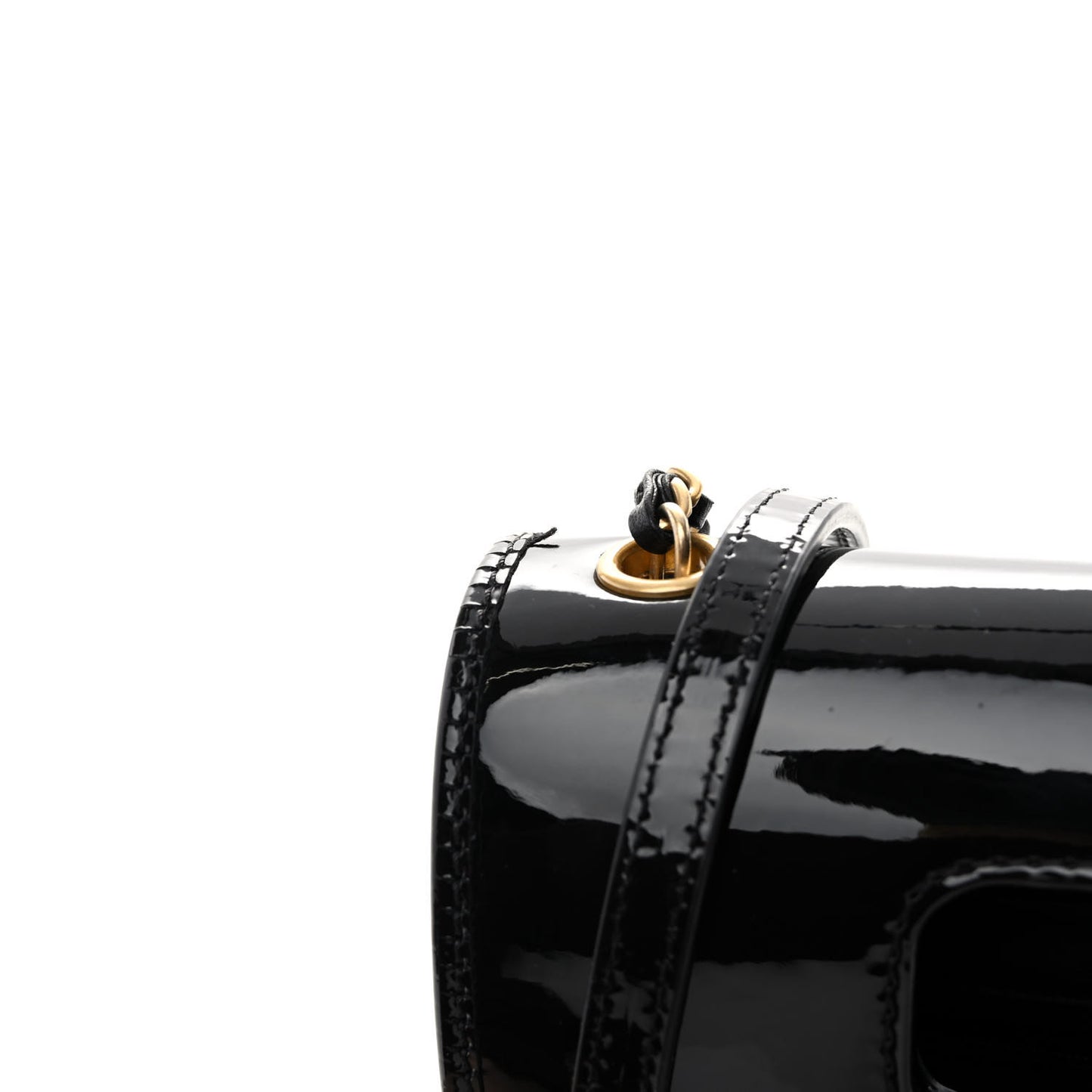 Patent Quilted Mini Graphic Catch Flap Black