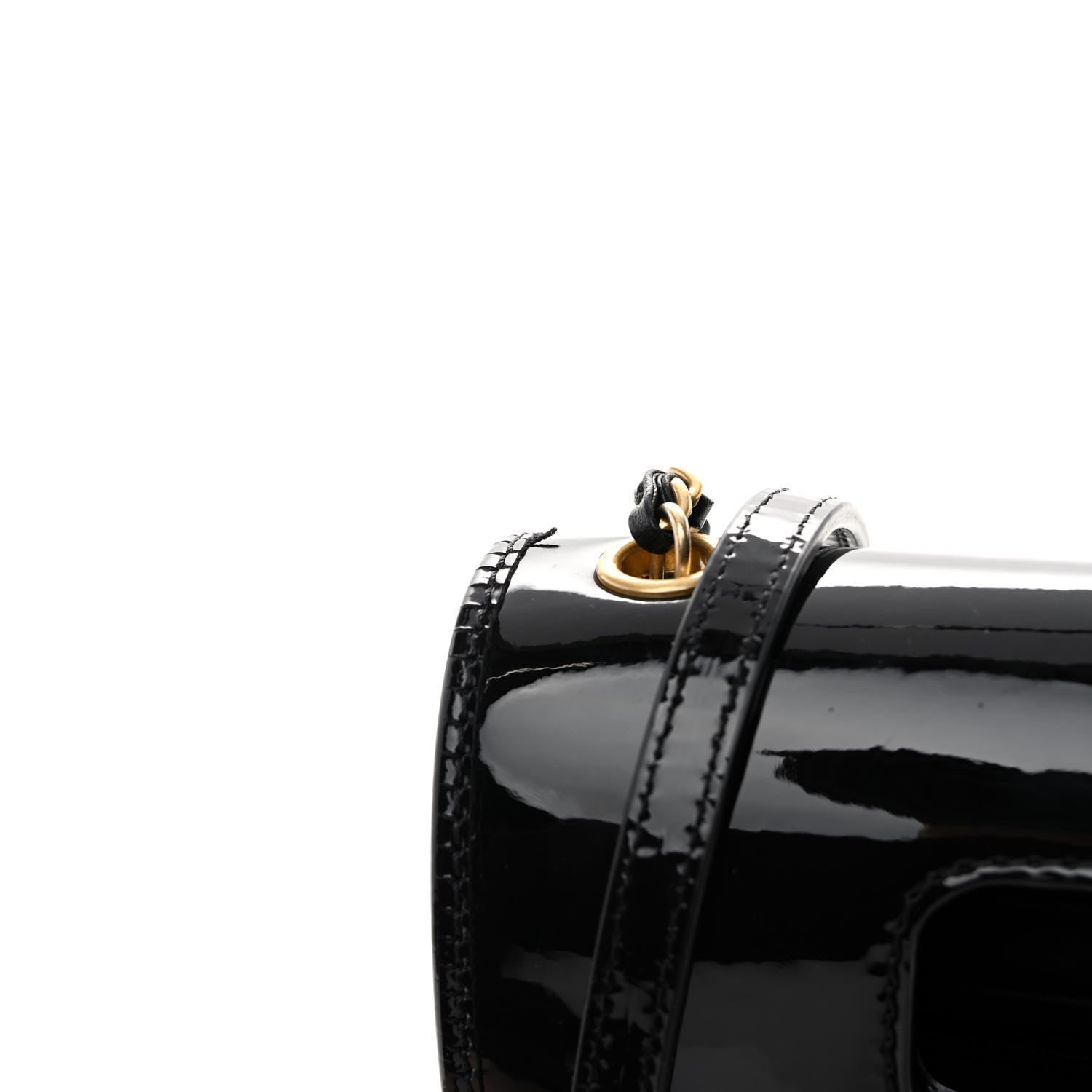 Chanel Patent Quilted Mini Graphic Catch Flap Black 13 of 14