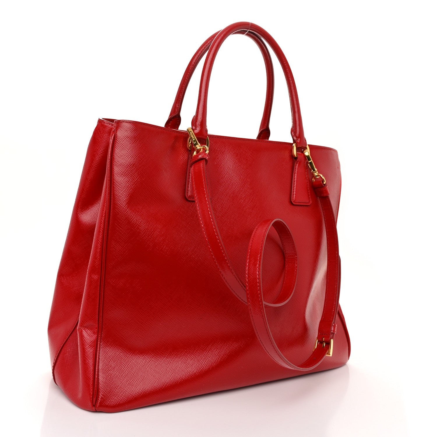 Prada Saffiano Vernice Large Tote Rosso 3 of 12