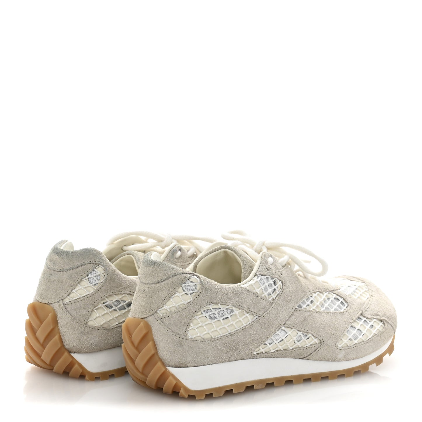 Calfskin Fishnet Fabric Orbit Sneakers 39 Sea Salt