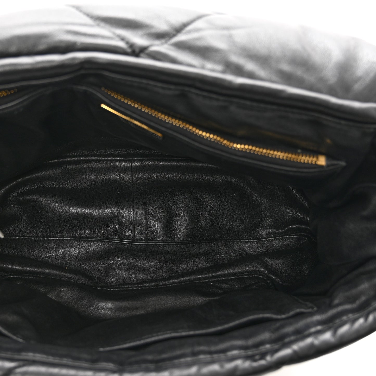 Nappa Soft Padded Logo Embossed Triangle Quilted Shoulder Bag Black