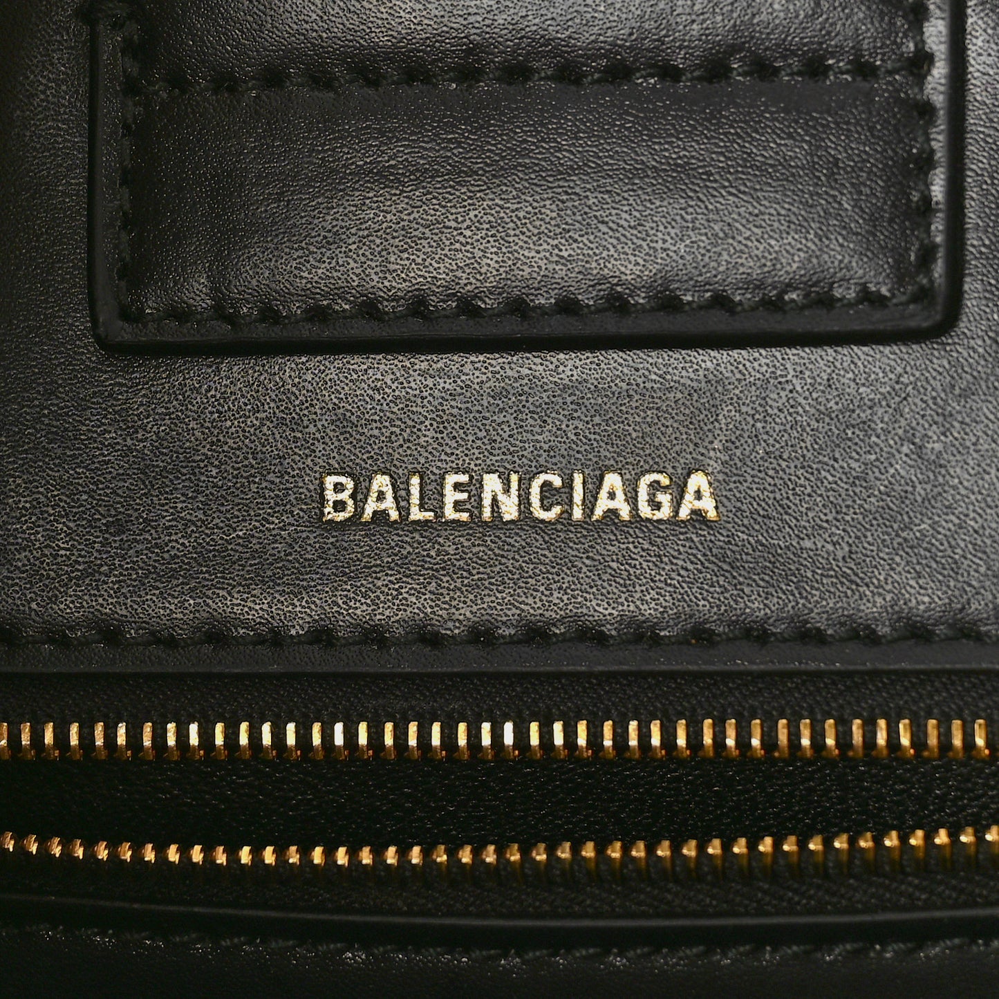 Shiny Box Calfskin Hourglass Tote Black