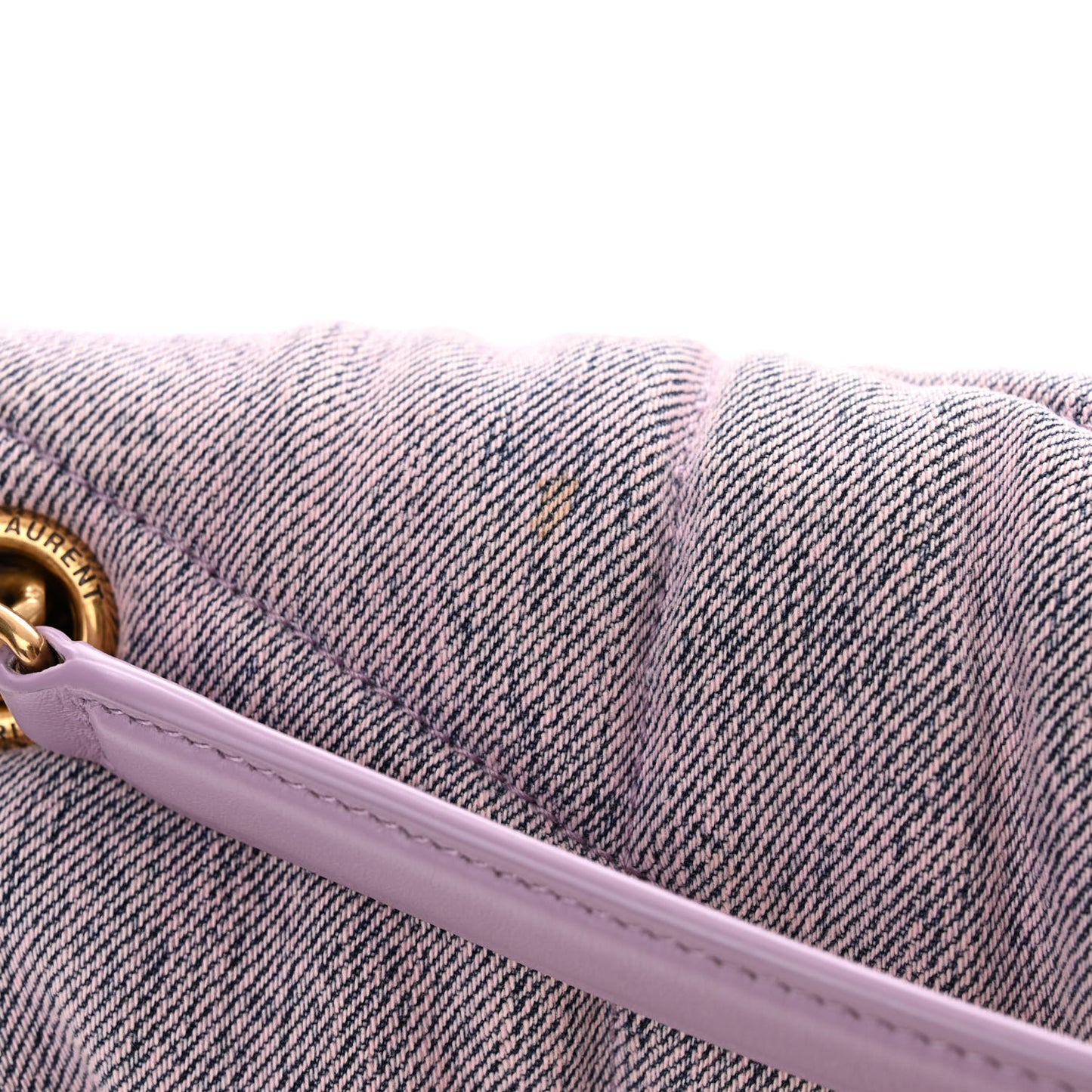 Denim Quilted Medium Loulou Puffer Monogram Chain Satchel Bleached Lilac