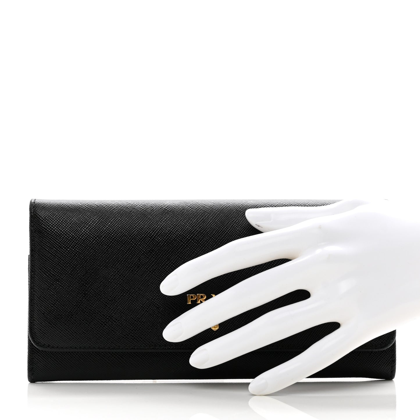 Saffiano Metal Continental Flap Wallet Black
