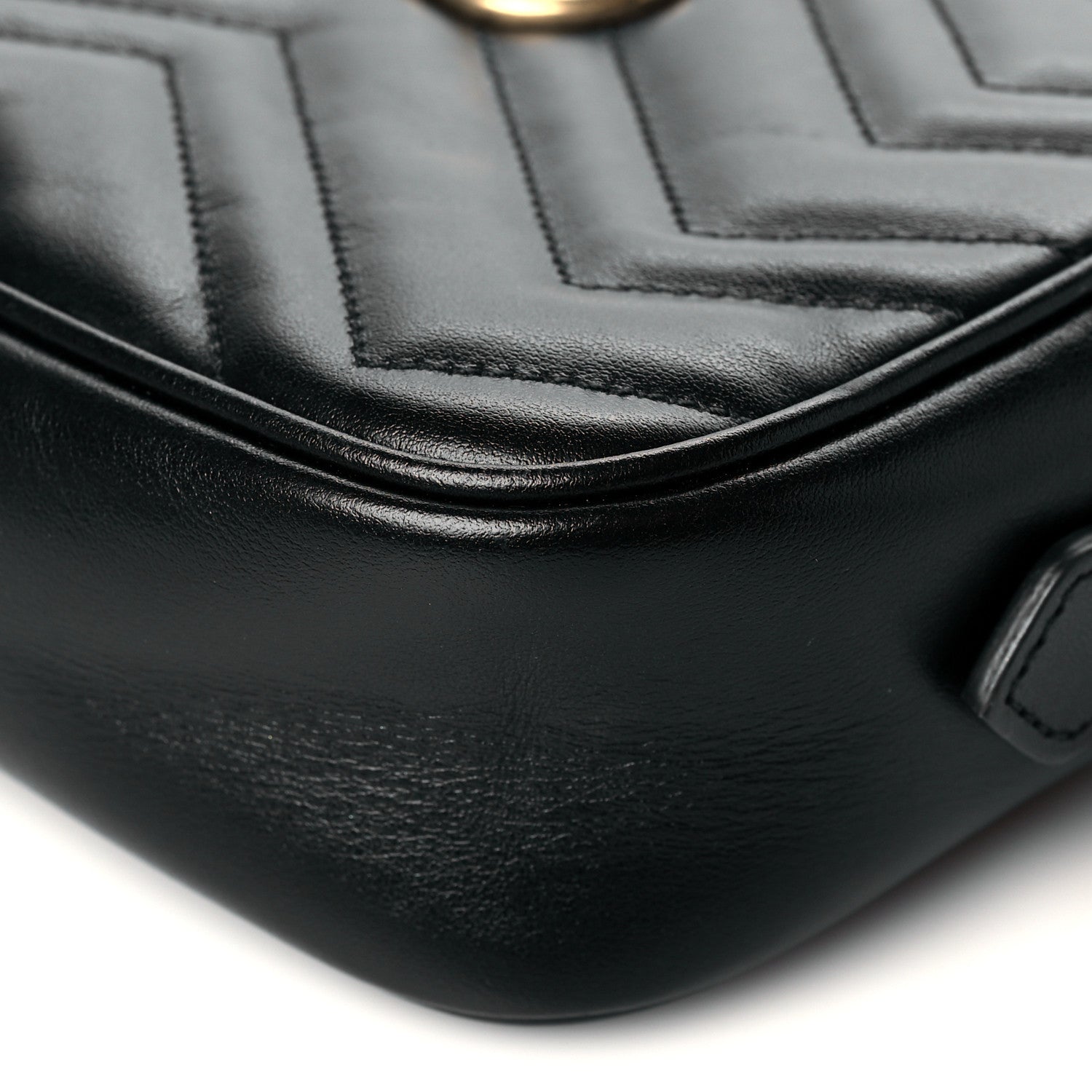 Gucci Calfskin Matelasse Mini GG Marmont Chain Shoulder Bag Black 11 of 13