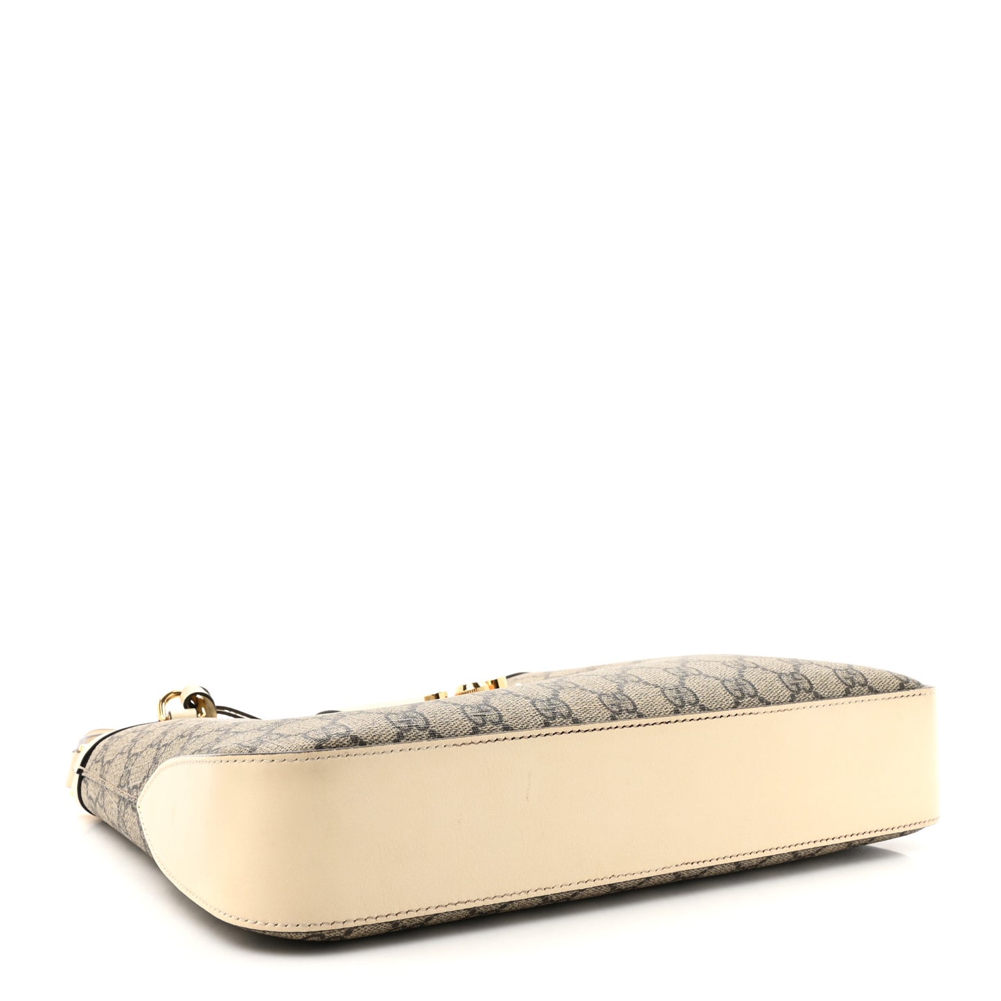 GG Supreme Monogram Moon Calfskin Medium Padlock Shoulder Bag Beige Ebony Mystic White