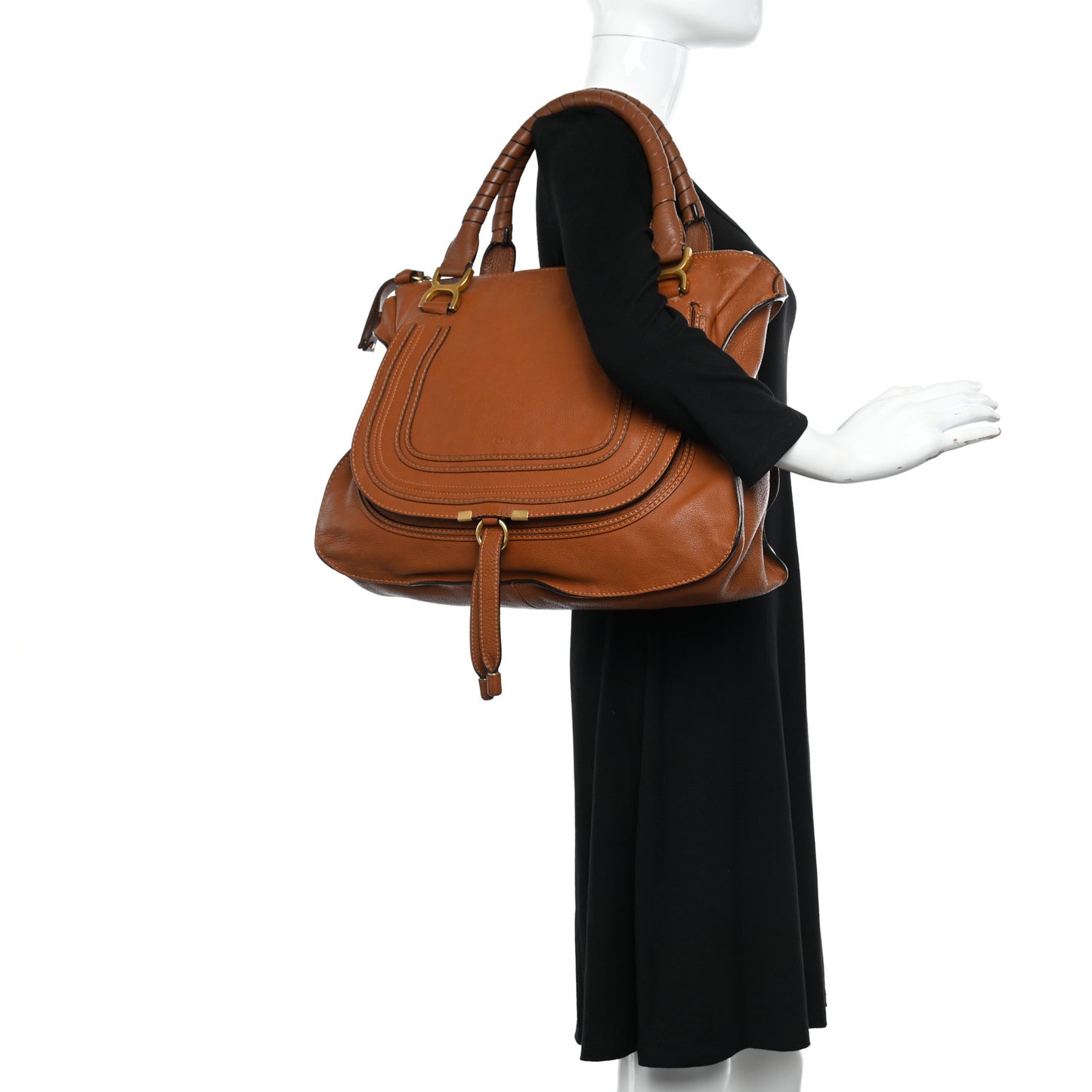 Calfskin Large Marcie Satchel Tan