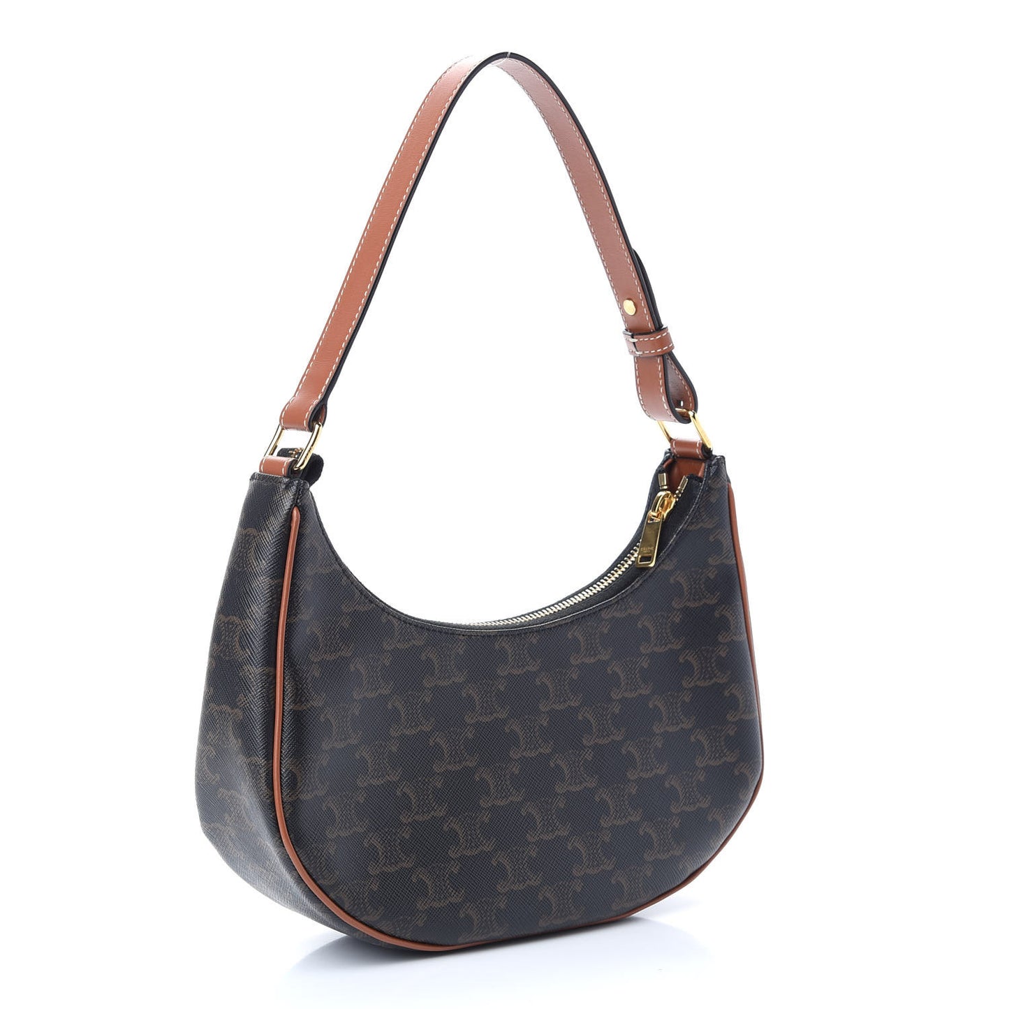 Triomphe Canvas Calfskin Ava Shoulder Bag Tan