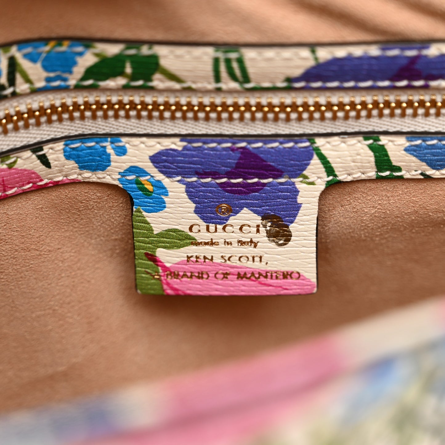 X KEN SCOTT New Shangai Calfskin Jardin D'Avril Floral Print Small Jackie 1961 Hobo Ivory Pink