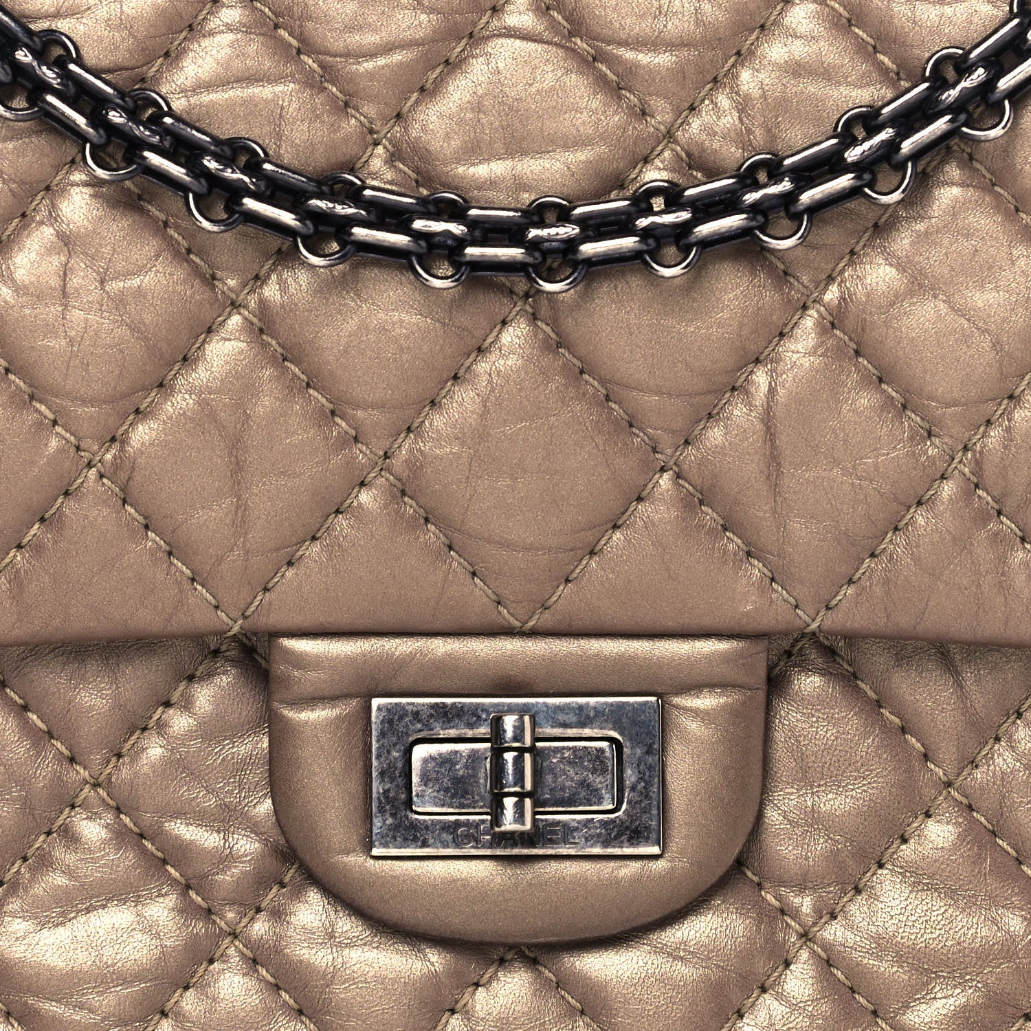 Chanel Metallic Aged Calfskin Quilted 2.55 Reissue 225 Flap Dark Gold 4 of 17