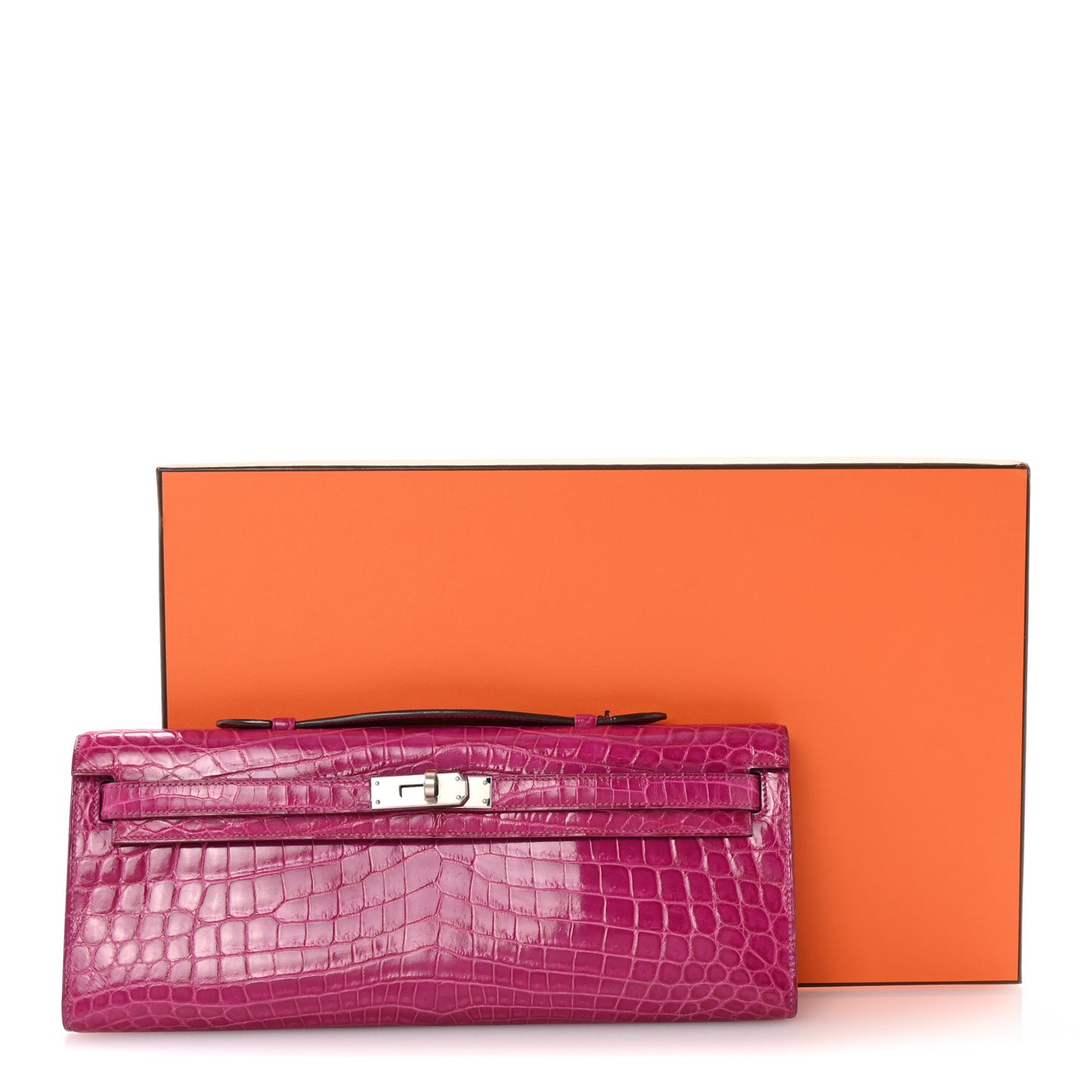 Shiny Niloticus Crocodile Kelly Cut Pochette Rose Scheherazade
