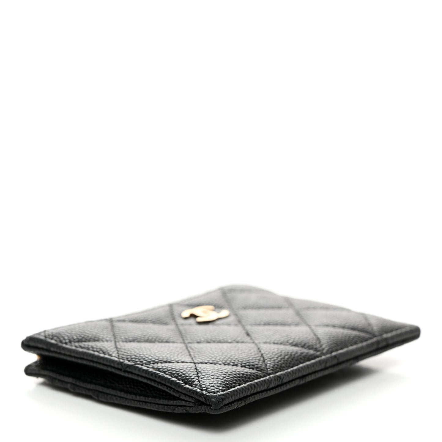 Caviar Quilted CC Zip Card Holder Black