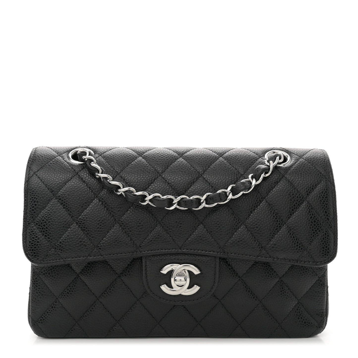 Caviar Quilted Small Double Flap Black