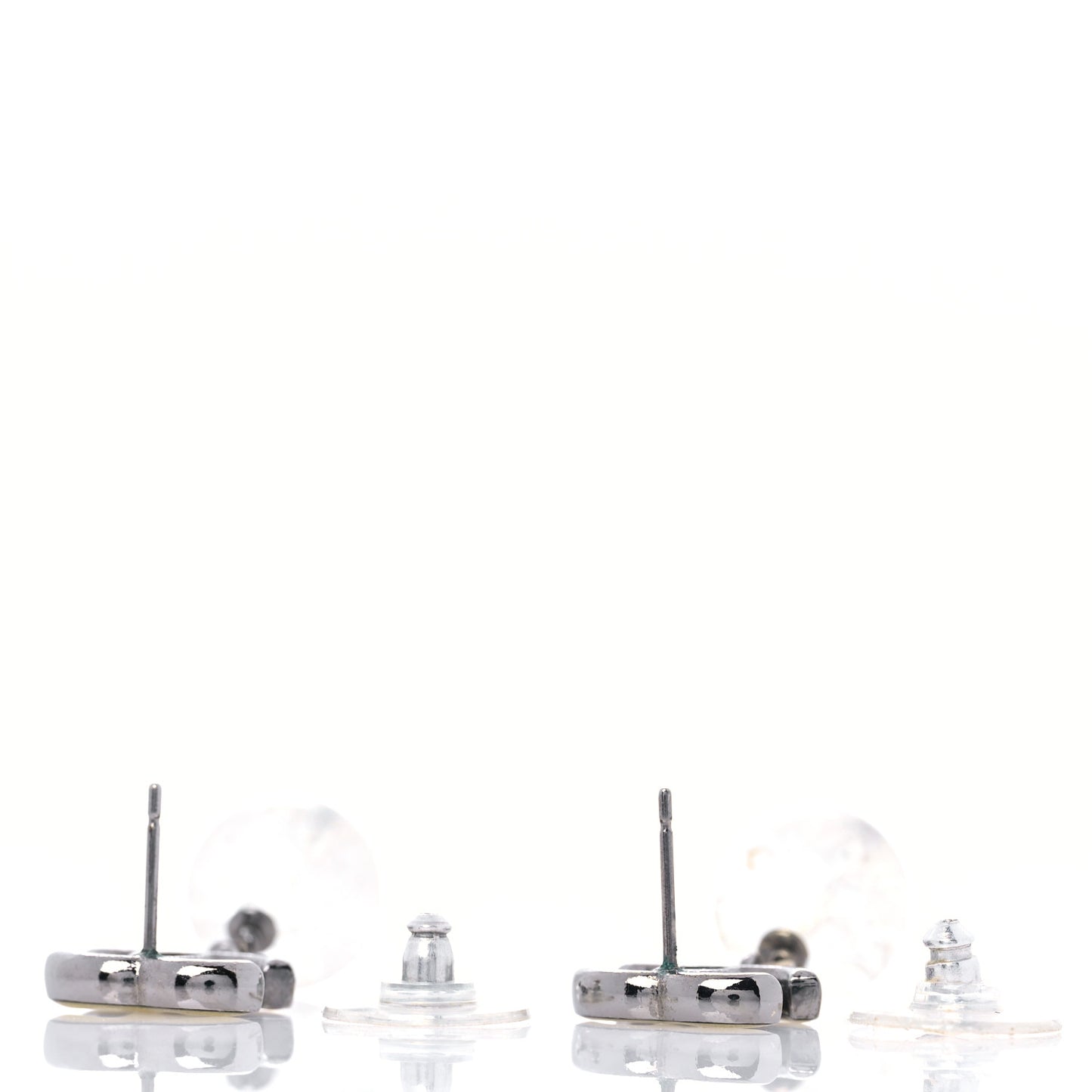 Enamel Resin CC Drop Earrings White Silver
