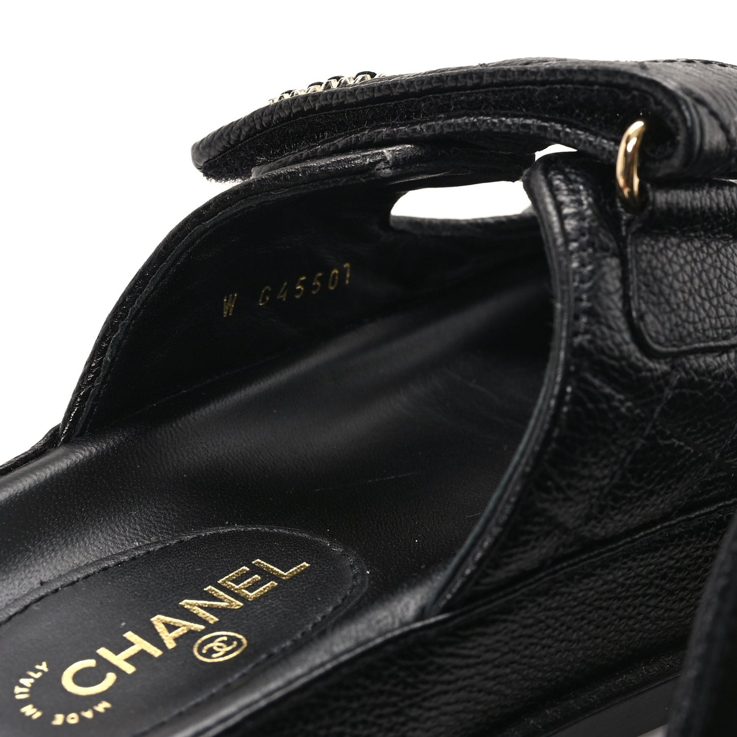 Grained Calfskin Velcro Dad Sandals 35 Black
