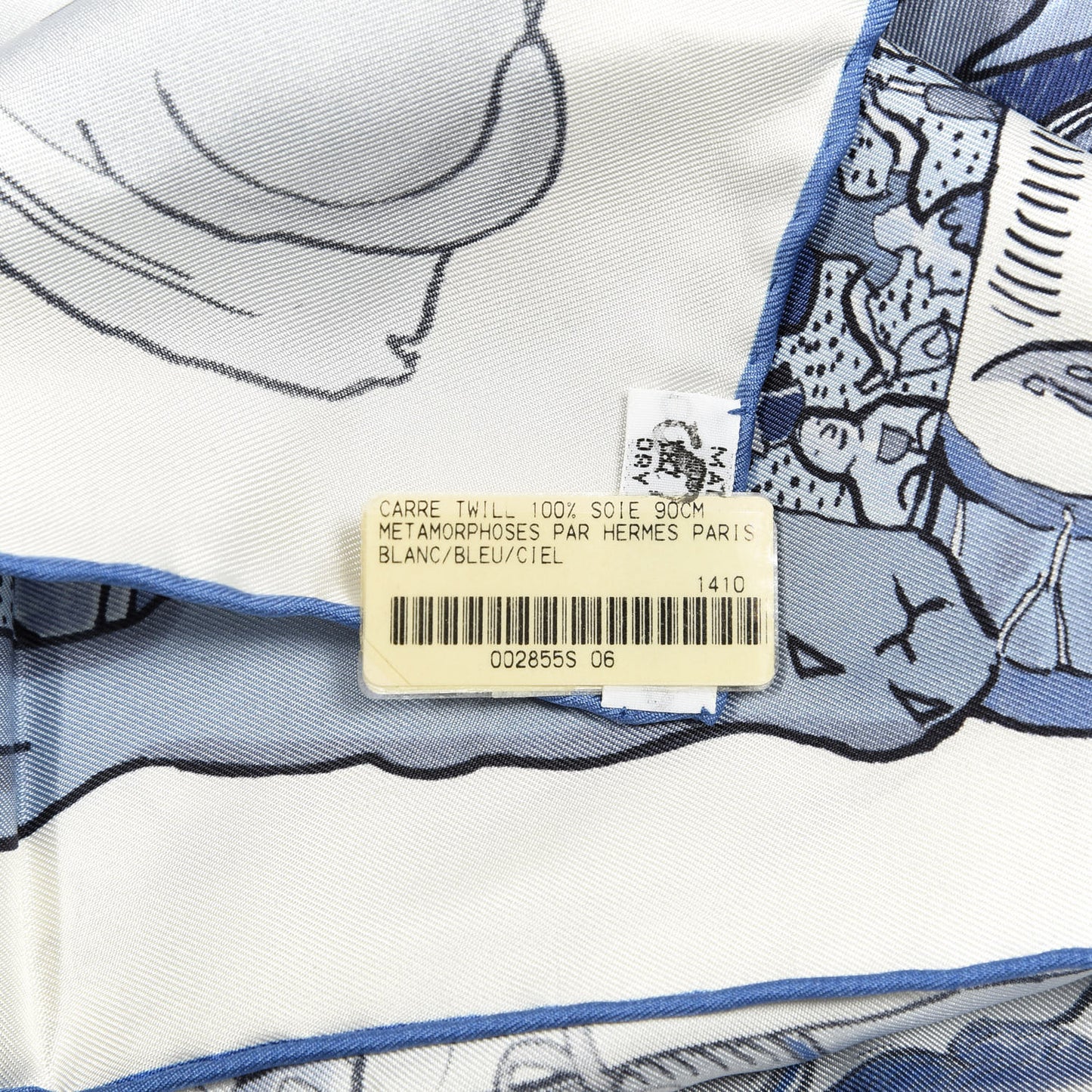 Silk Metamorphoses Par Paris Scarf 90 Blanc Bleu Ciel