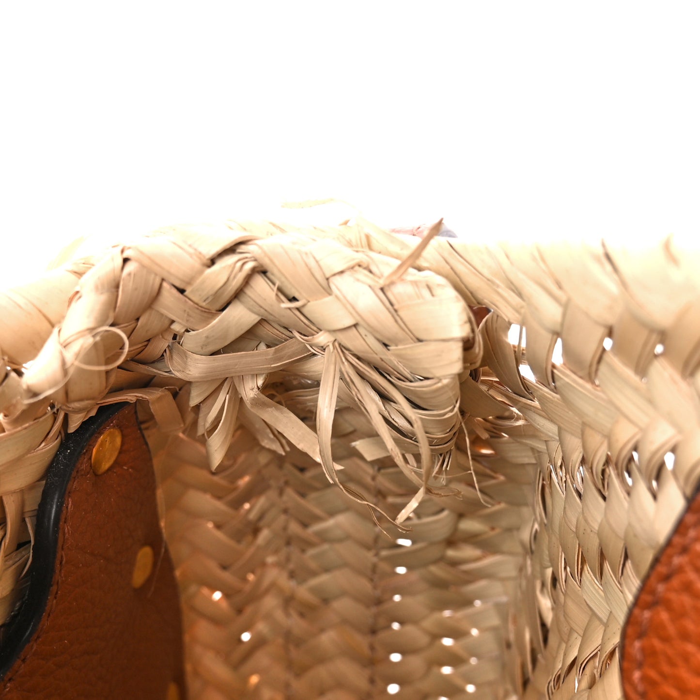 Raffia Small Grain Calfskin Small Marcie Basket Crossbody Tan