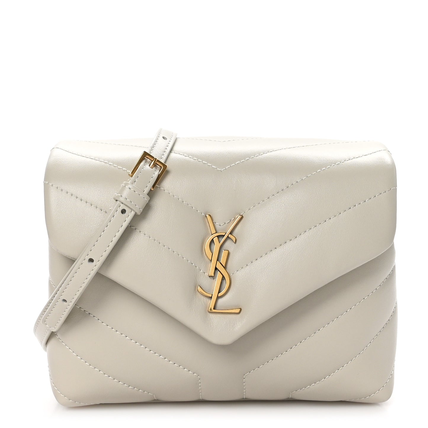 Calfskin Y Quilted Monogram Toy Loulou Crossbody Bag Blanc Vintage
