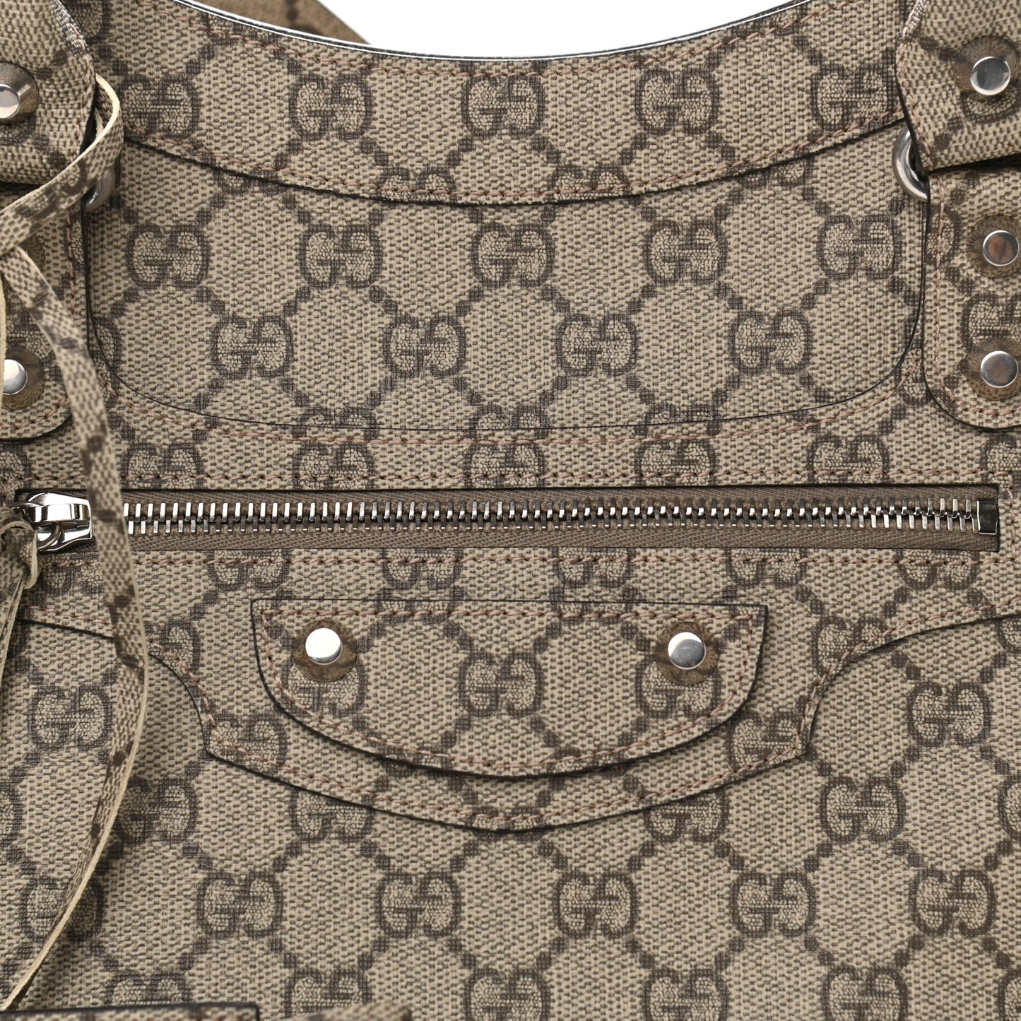 X GUCCI GG Supreme Monogram Neo Classic Silver Hardware City Beige Ebony