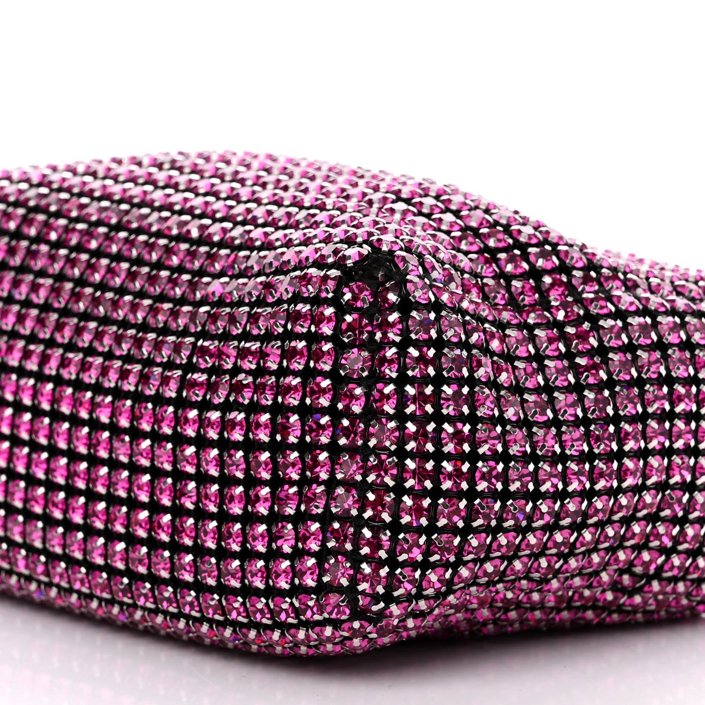Mesh Crystal Rhinestone Mini Heiress Pouch Pink