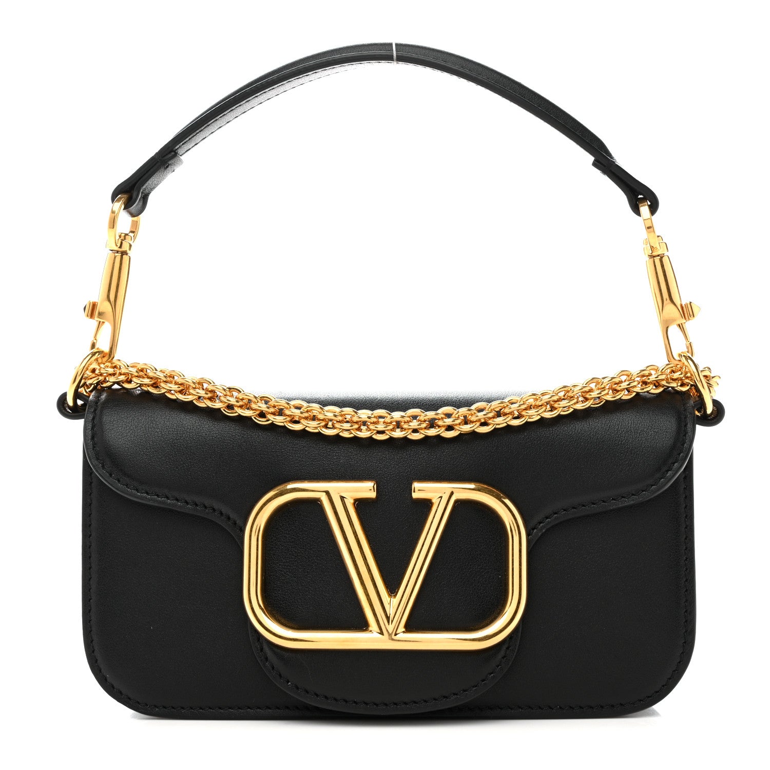 Valentino Garavani Calfskin Vlogo Small Loco Shoulder Bag Black