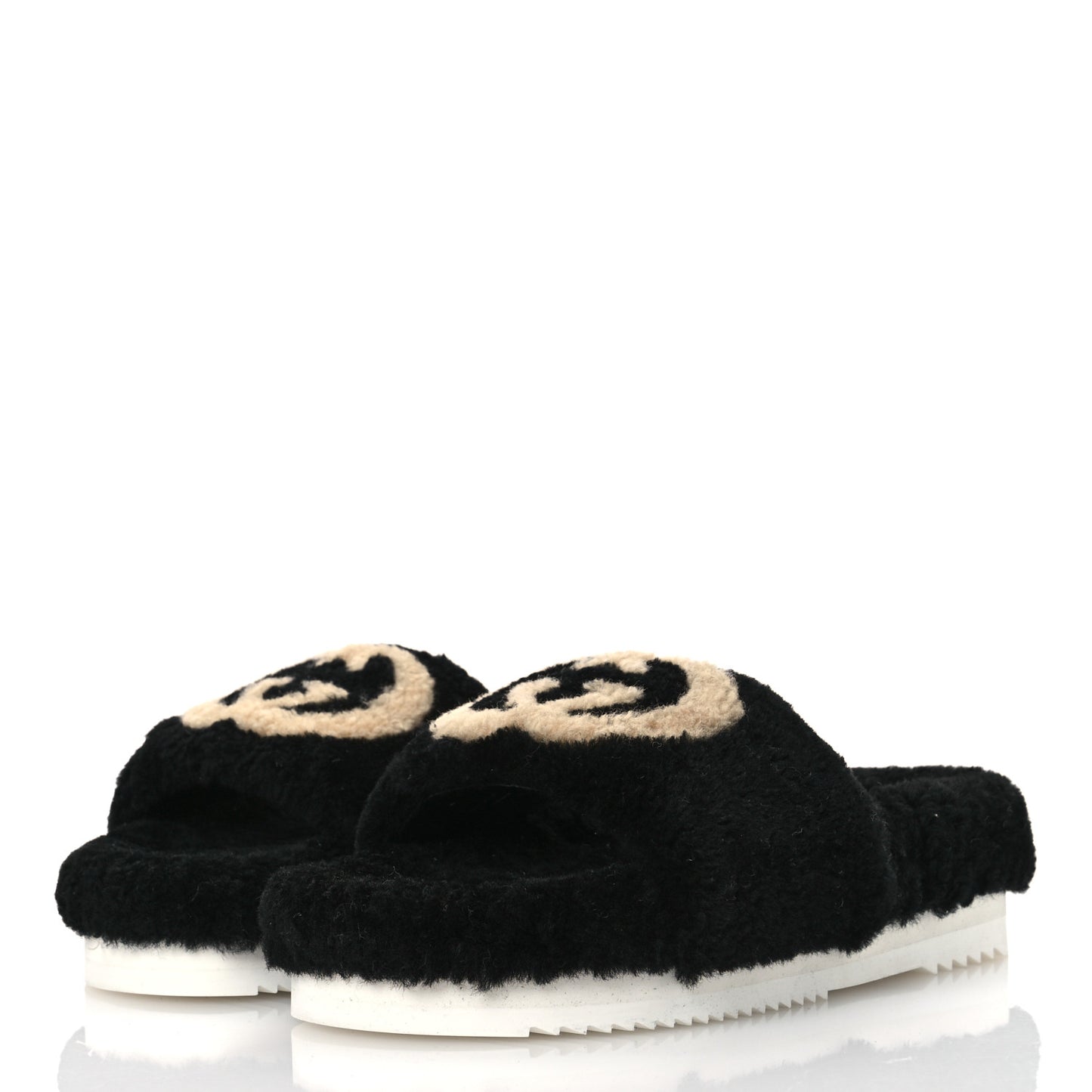Shearling Womens Eileen Slide Sandals 37 Black Butterscotch