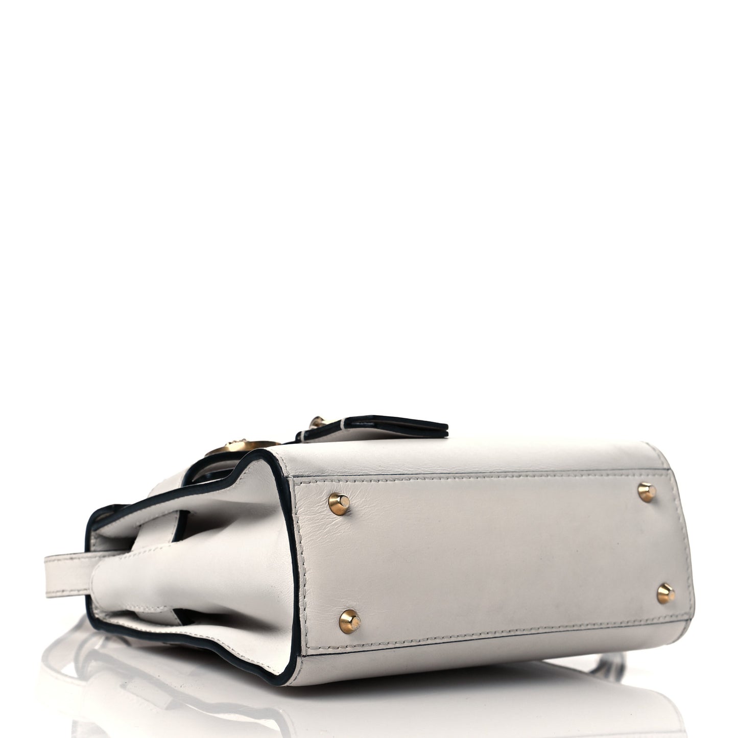 Calfskin Medusa Lock Top Handle Crossbody Bag White