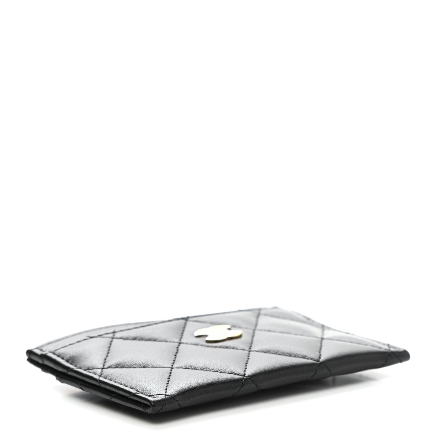 Lambskin Quilted Card Holder Black