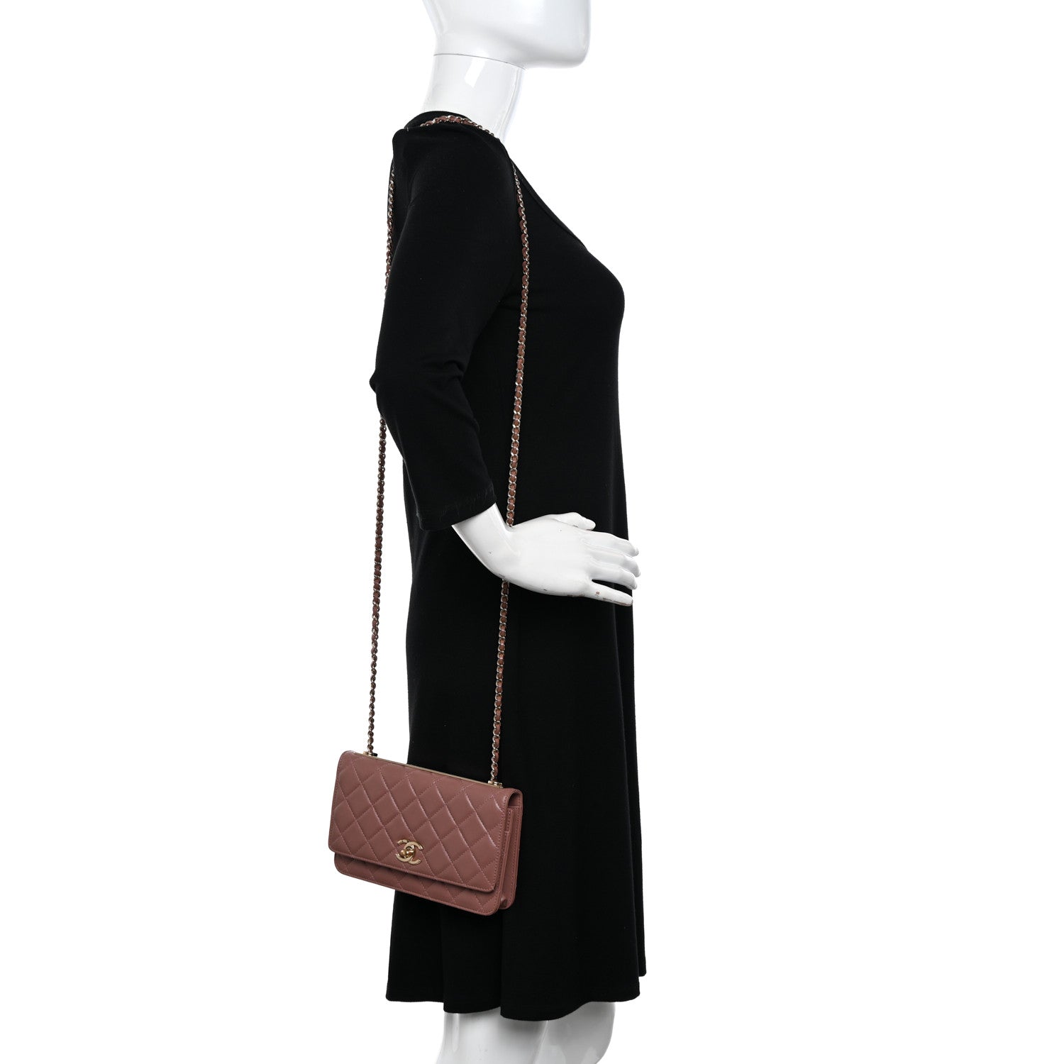 Chanel Lambskin Quilted Trendy CC Wallet On Chain WOC Nude 2 of 14