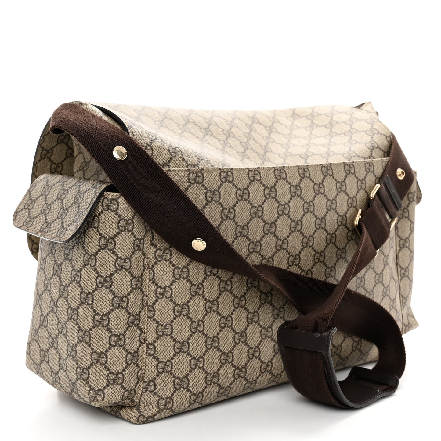 GG Plus Monogram Messenger Diaper Bag Dark Brown